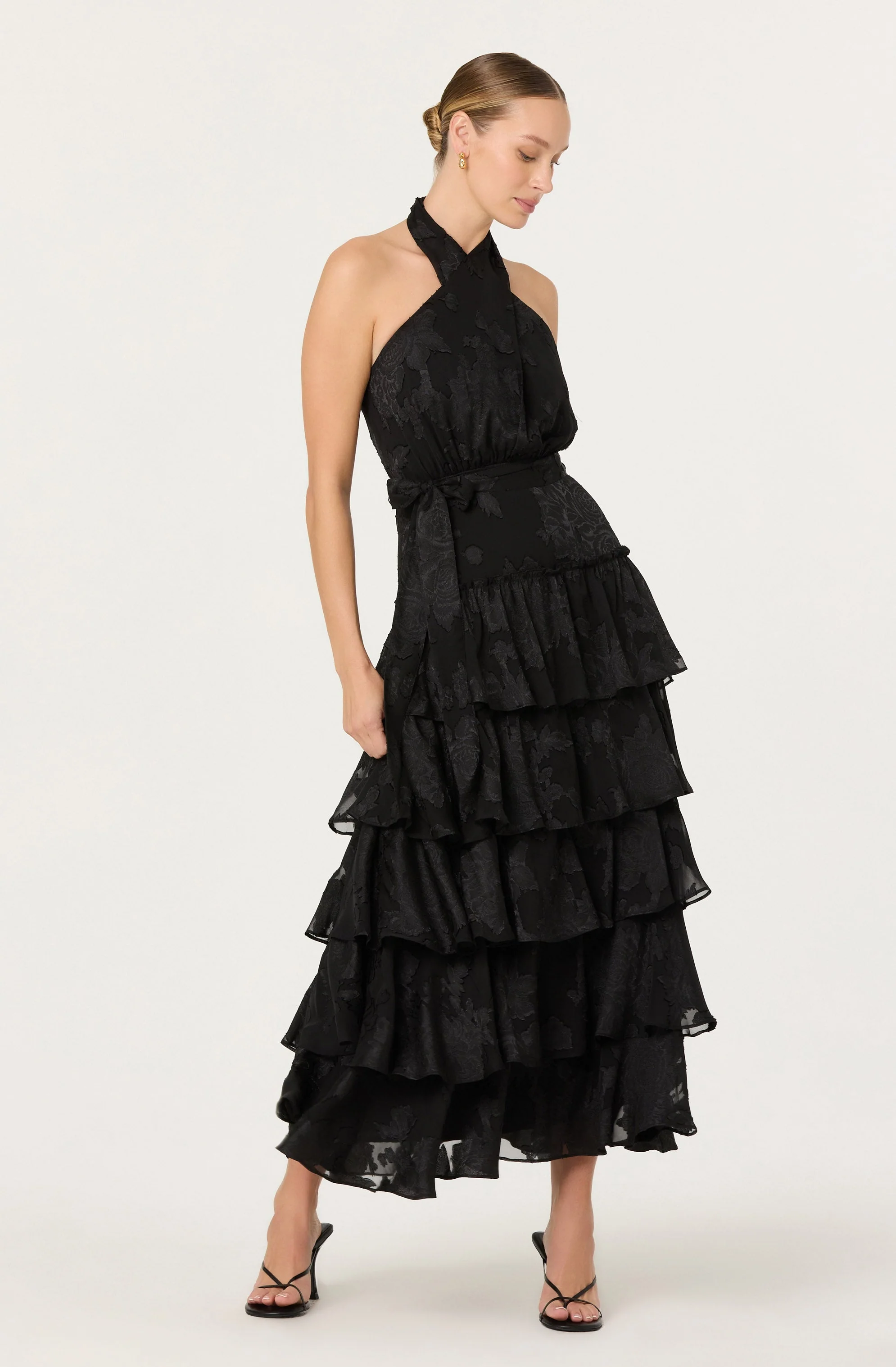 Adamaris Tiered Halter Maxi Dress