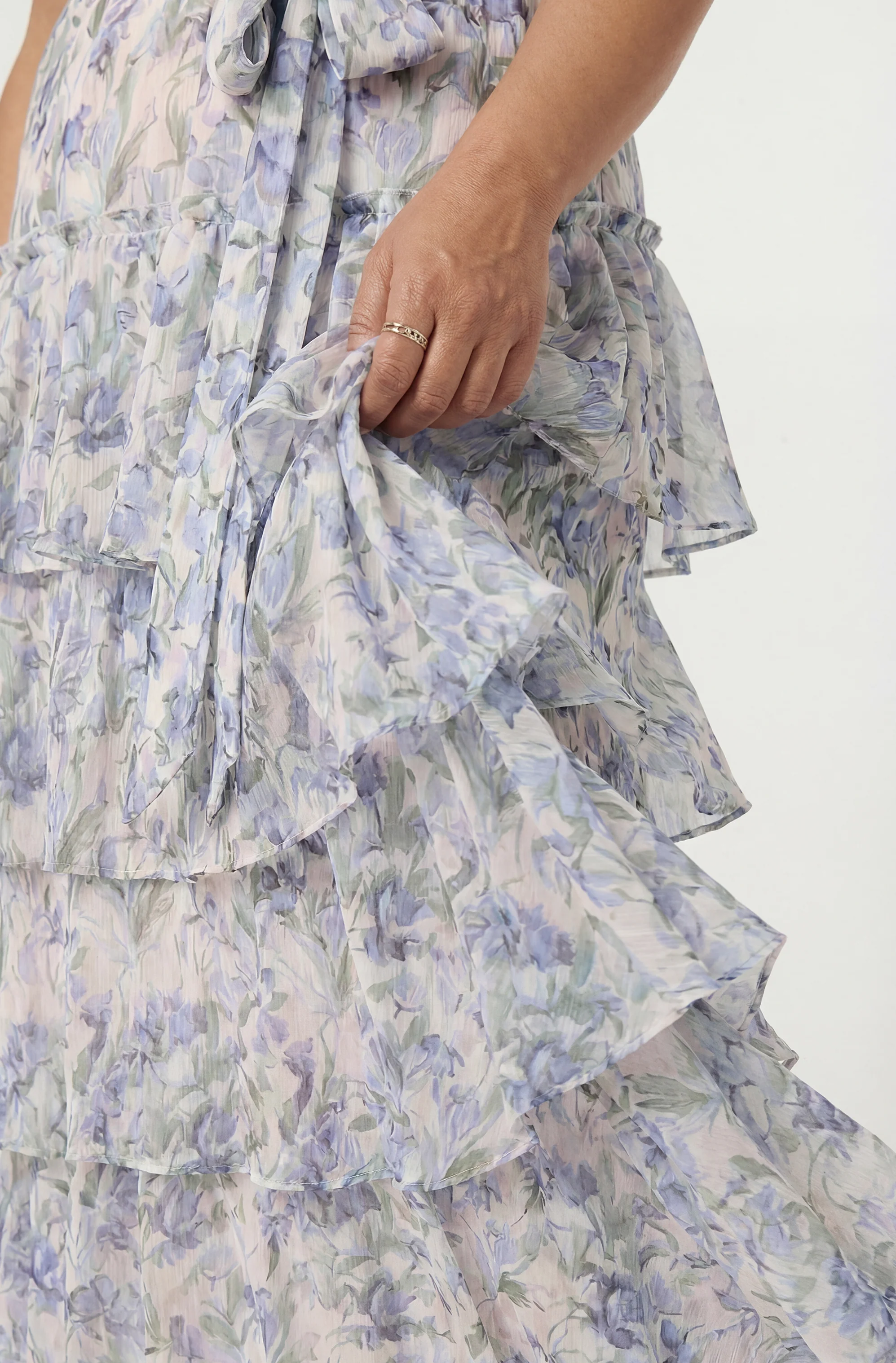 Adamaris Floral Halter Tiered Ruffle Maxi Dress - Image 10