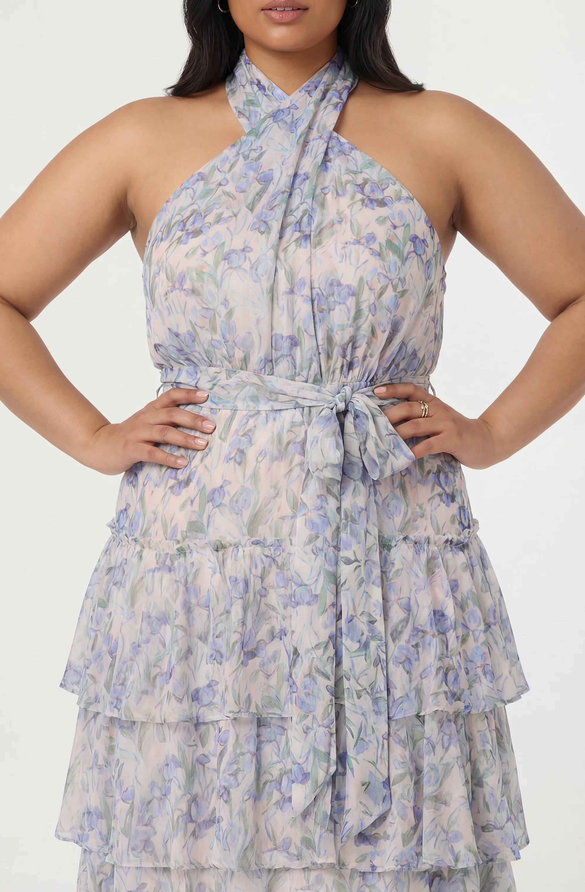 Adamaris Floral Halter Tiered Ruffle Maxi Dress - Image 11