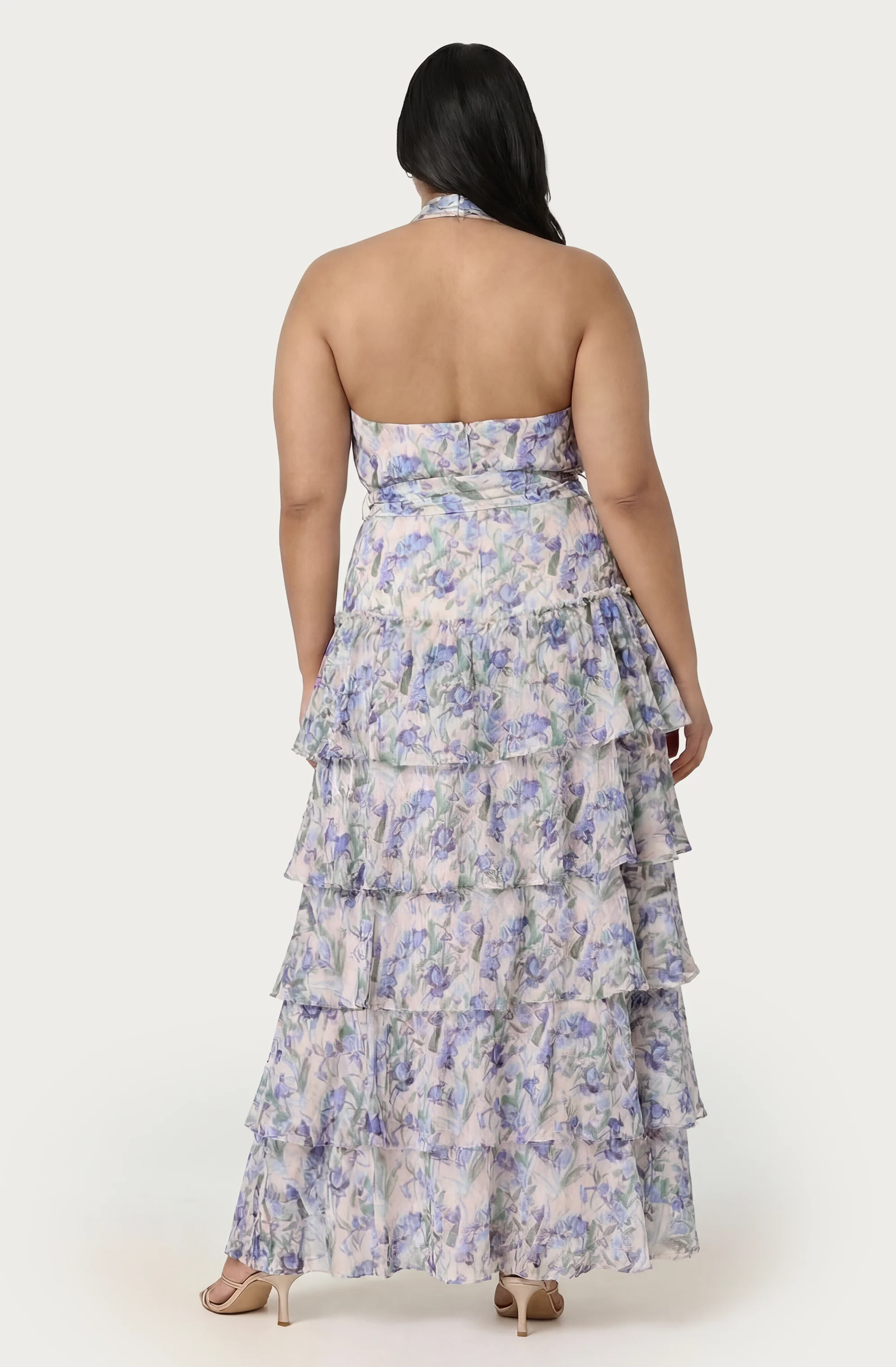 Adamaris Floral Halter Tiered Ruffle Maxi Dress - Image 12
