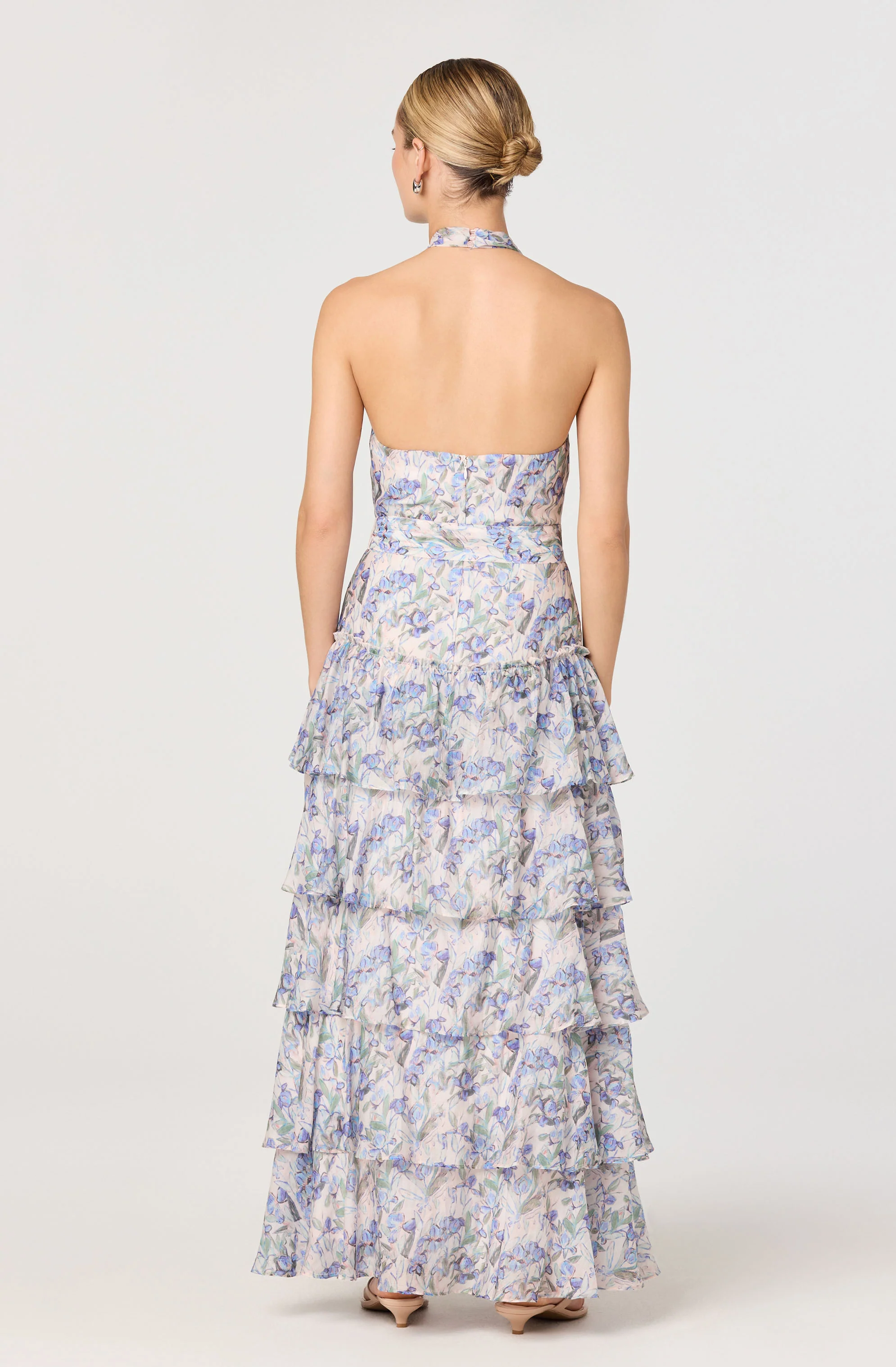 Adamaris Floral Halter Tiered Ruffle Maxi Dress - Image 3
