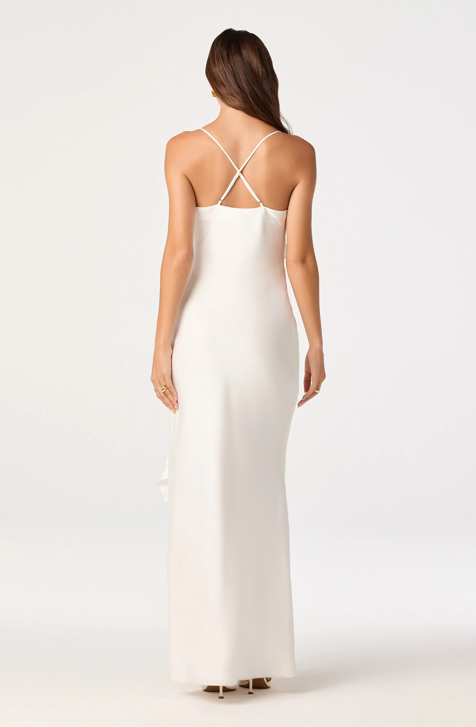Adelina Satin Ruffle Maxi Dress - Image 15