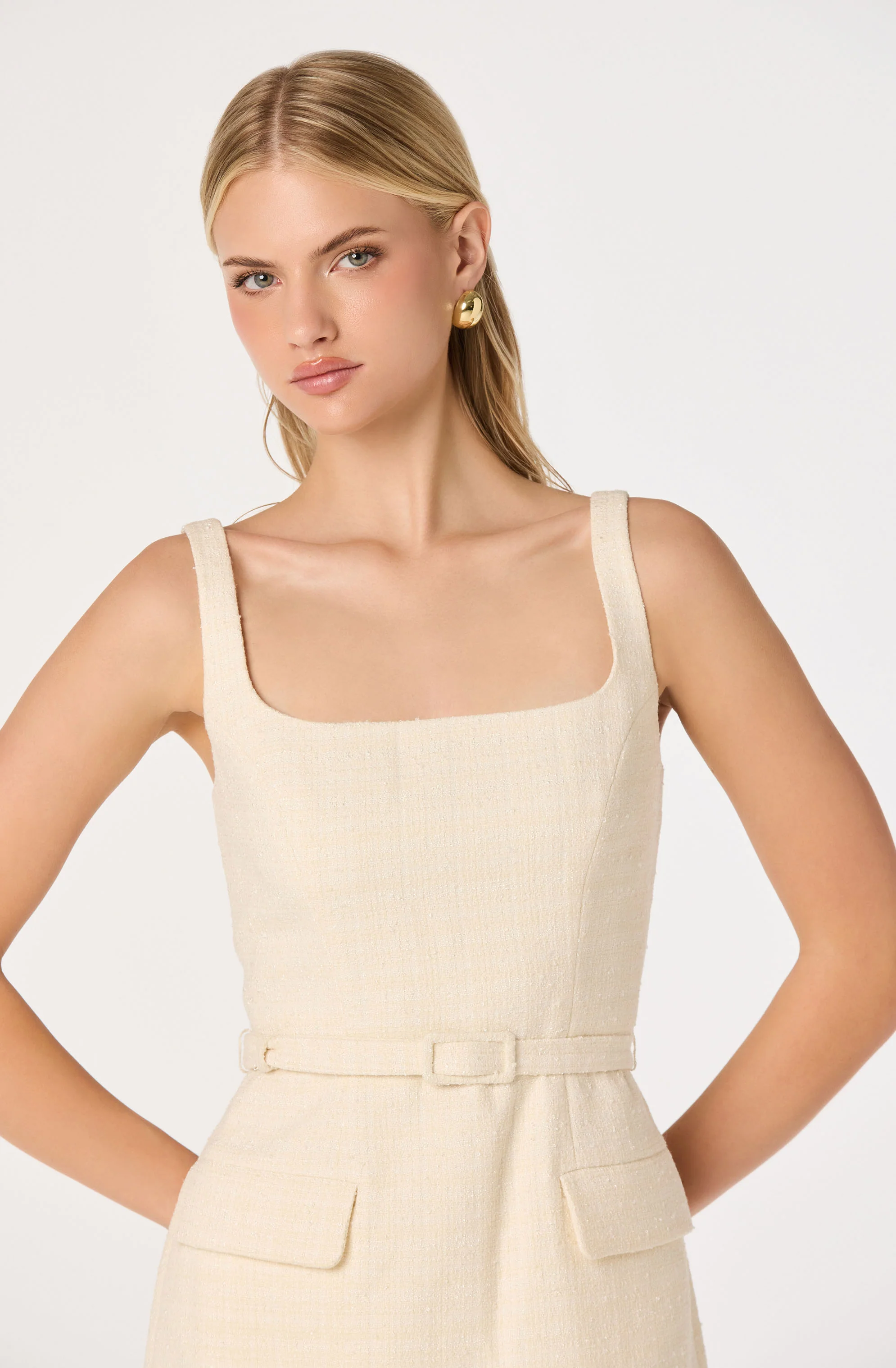 Adelyn Belted Tweed Mini Dress - Image 4