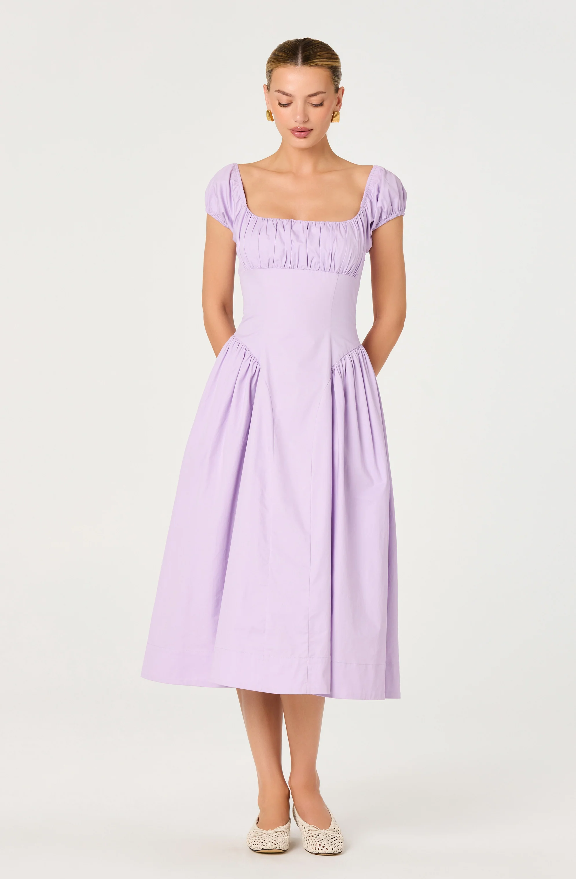 Adilene Cotton Milkmaid Midi Dress - Image 5