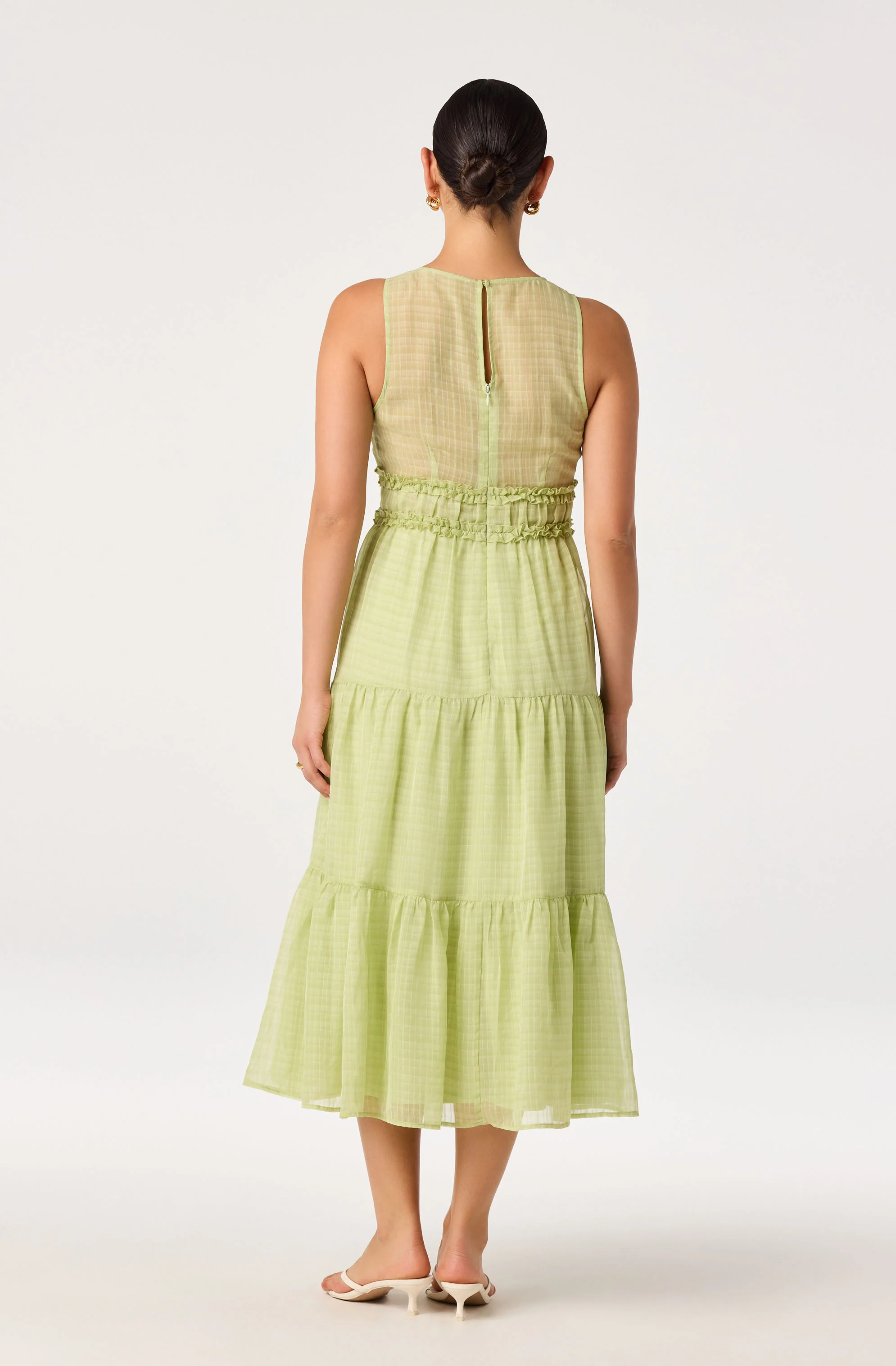 Adrianne Tiered Organza Midi Dress - Image 3