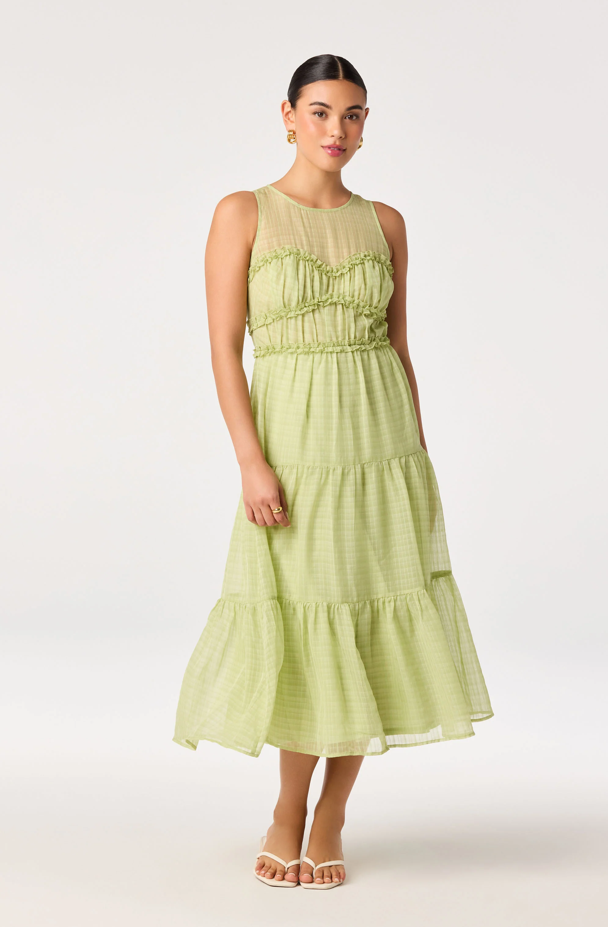Adrianne Tiered Organza Midi Dress - Image 4