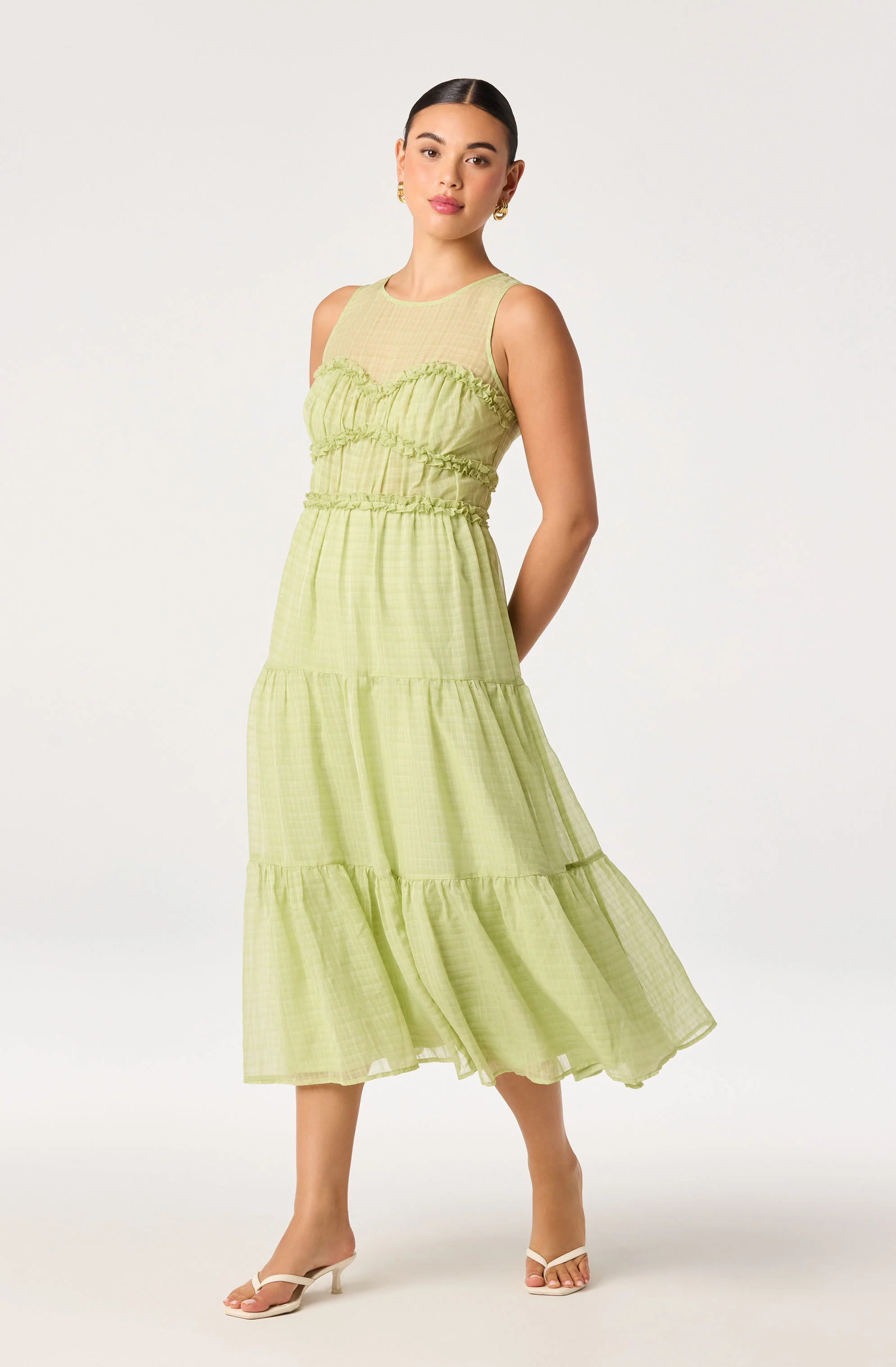 Adrianne Tiered Organza Midi Dress - Image 5