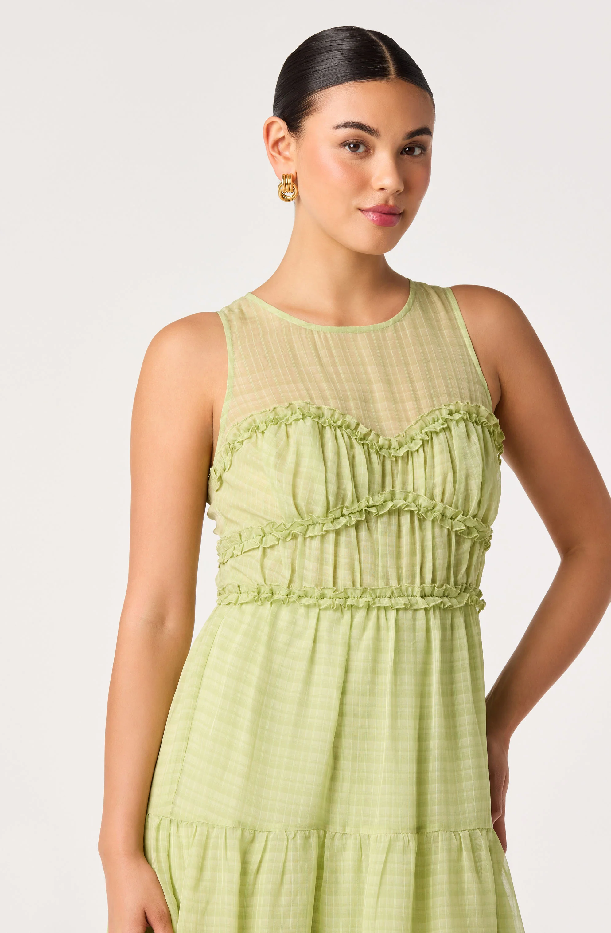 Adrianne Tiered Organza Midi Dress - Image 6