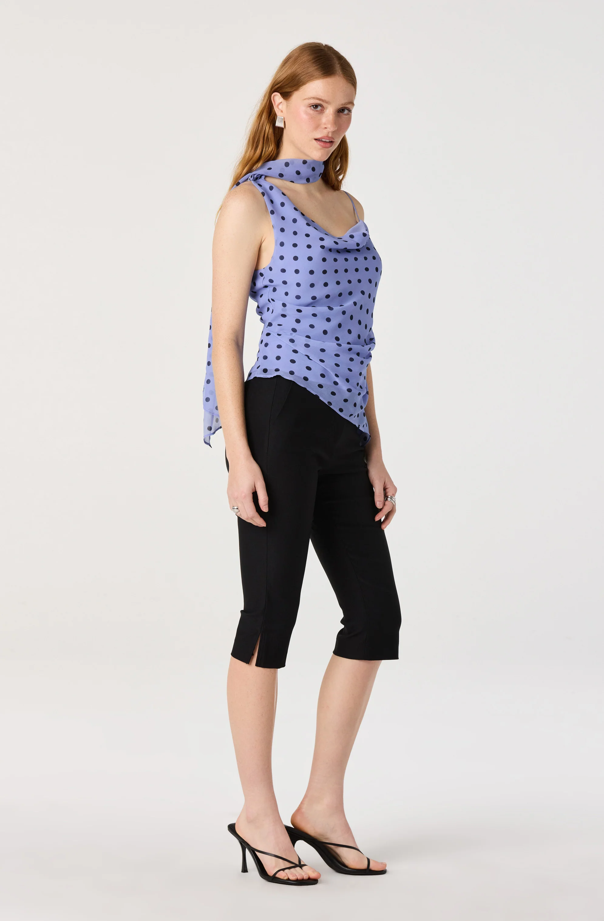 Adrie Polka Dot Scarf Detail Top - Image 7