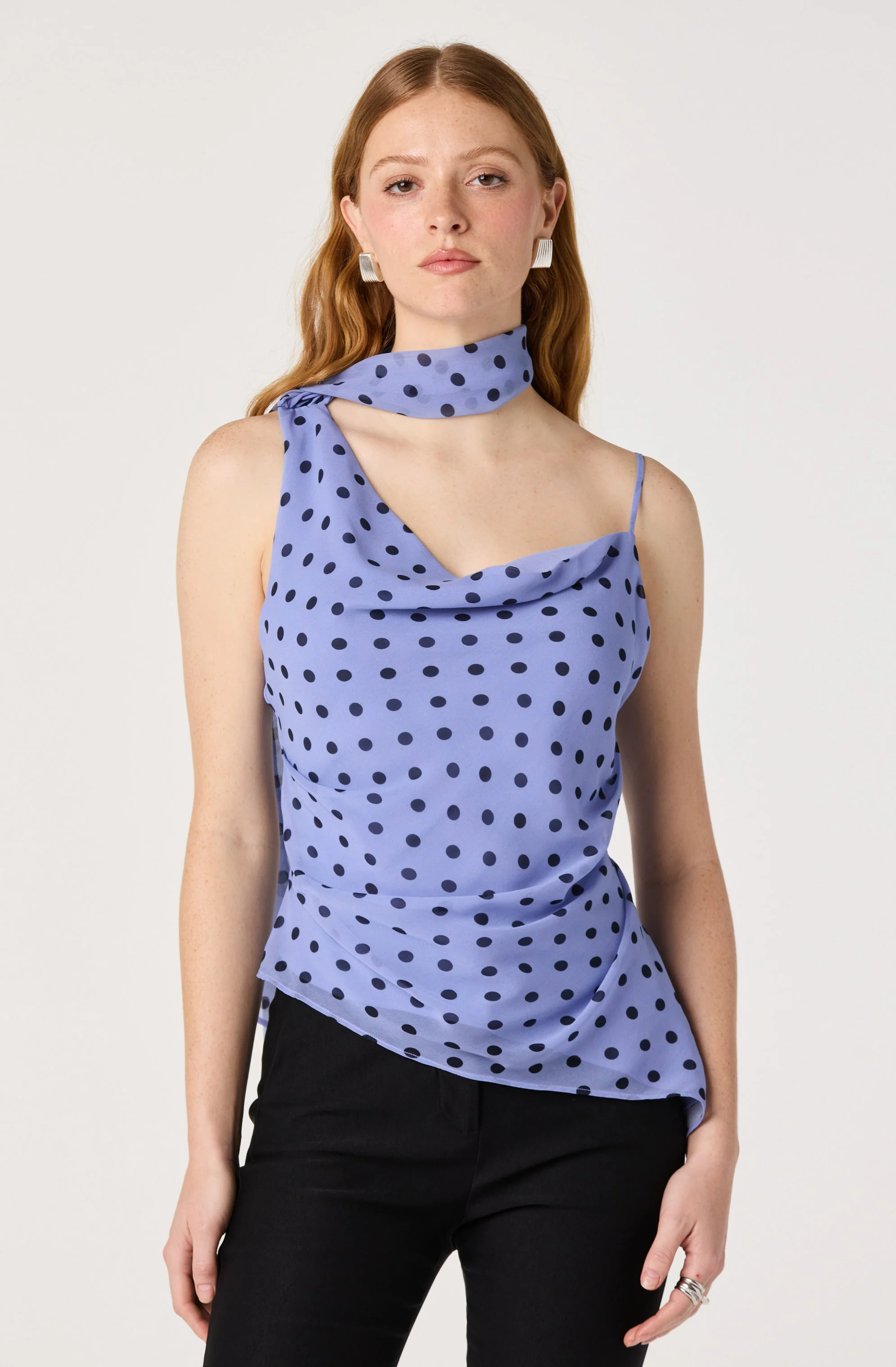 Adrie Polka Dot Scarf Detail Top - Image 8