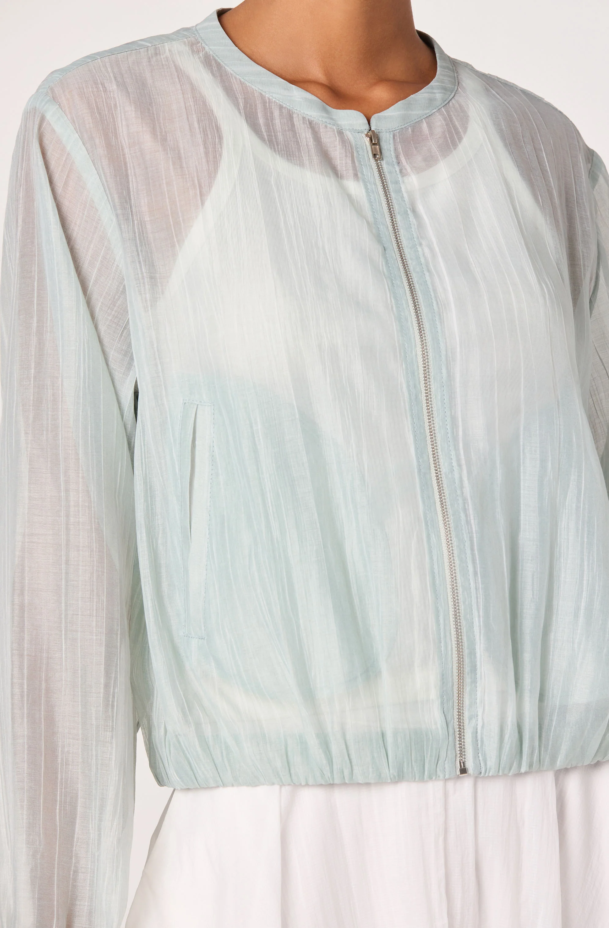 Aeva Sheer Chiffon Bomber Jacket - Image 6
