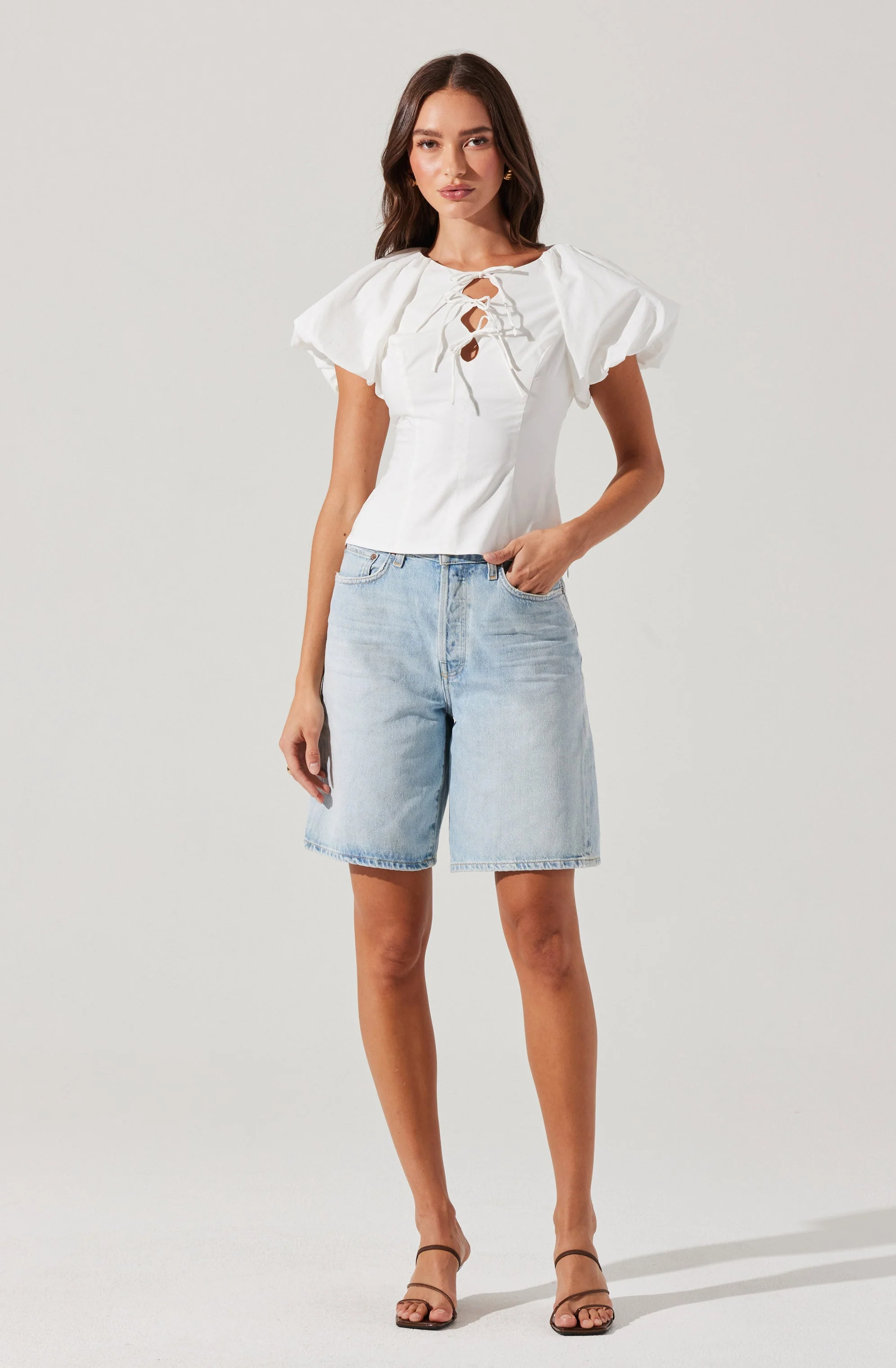 Aine Poplin Puff Sleeve Top - Image 2