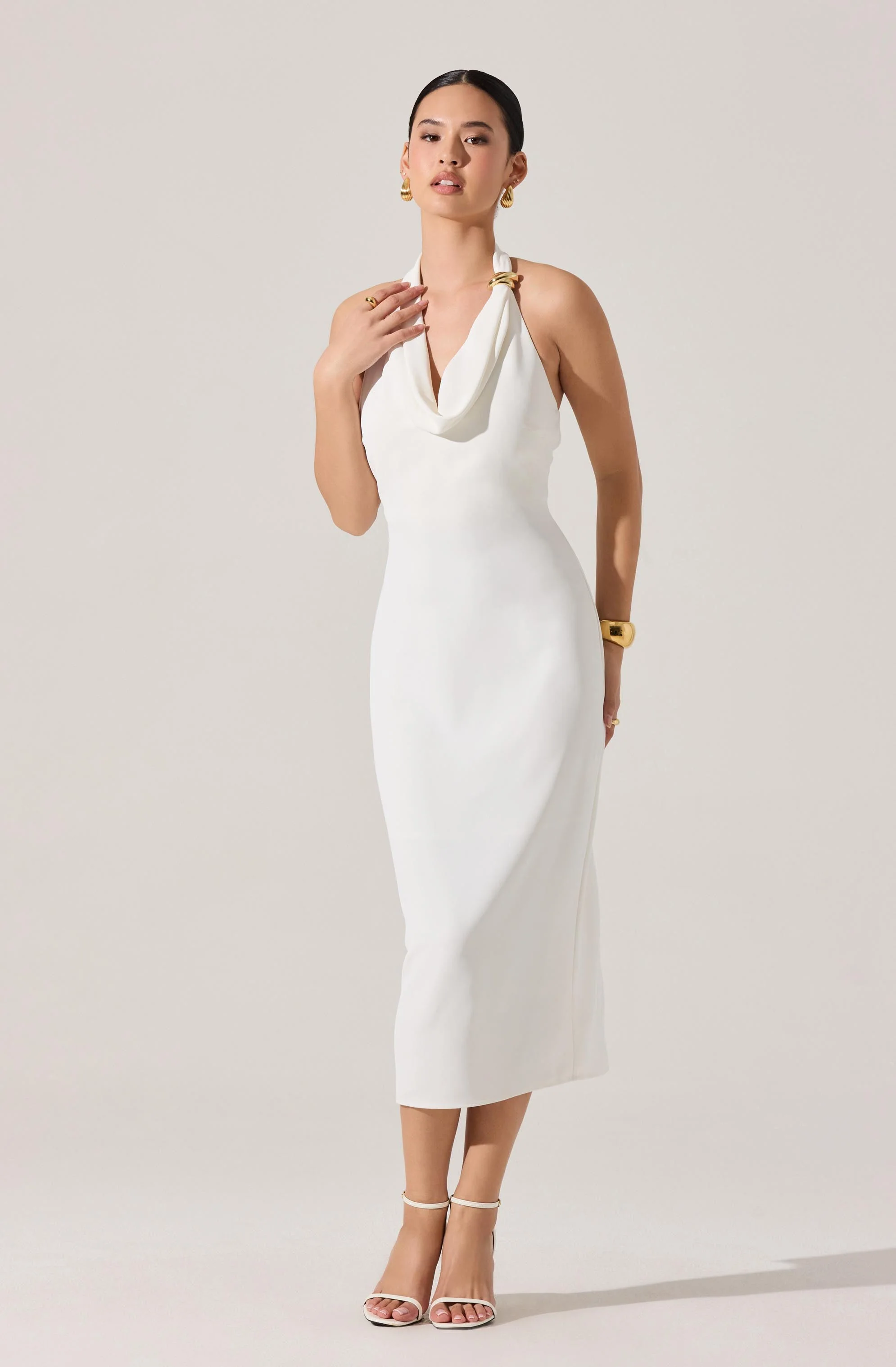 Alanna Halter Cowl Neck Midi Dress