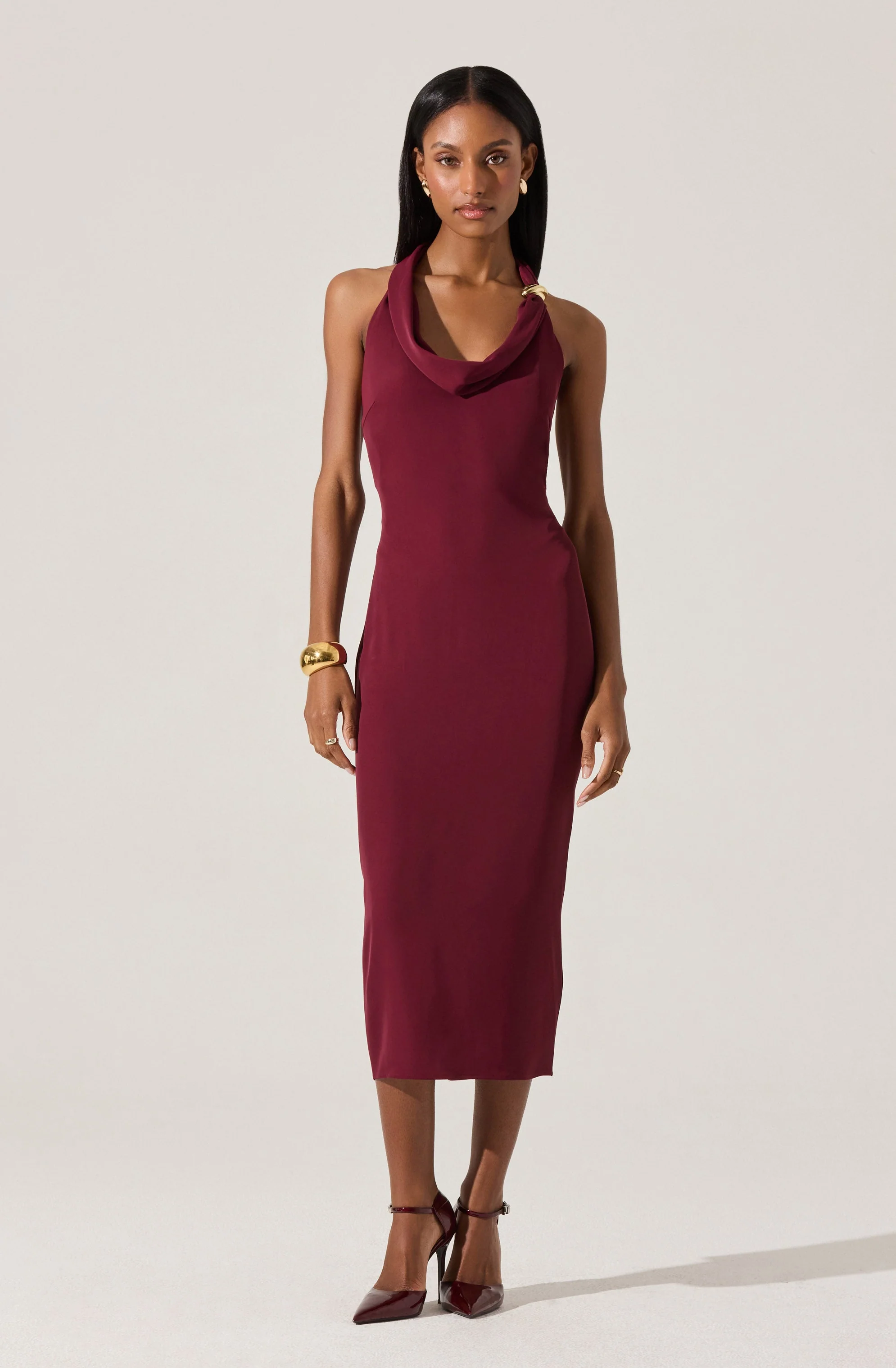 Alanna Halter Cowl Neck Midi Dress - Image 13