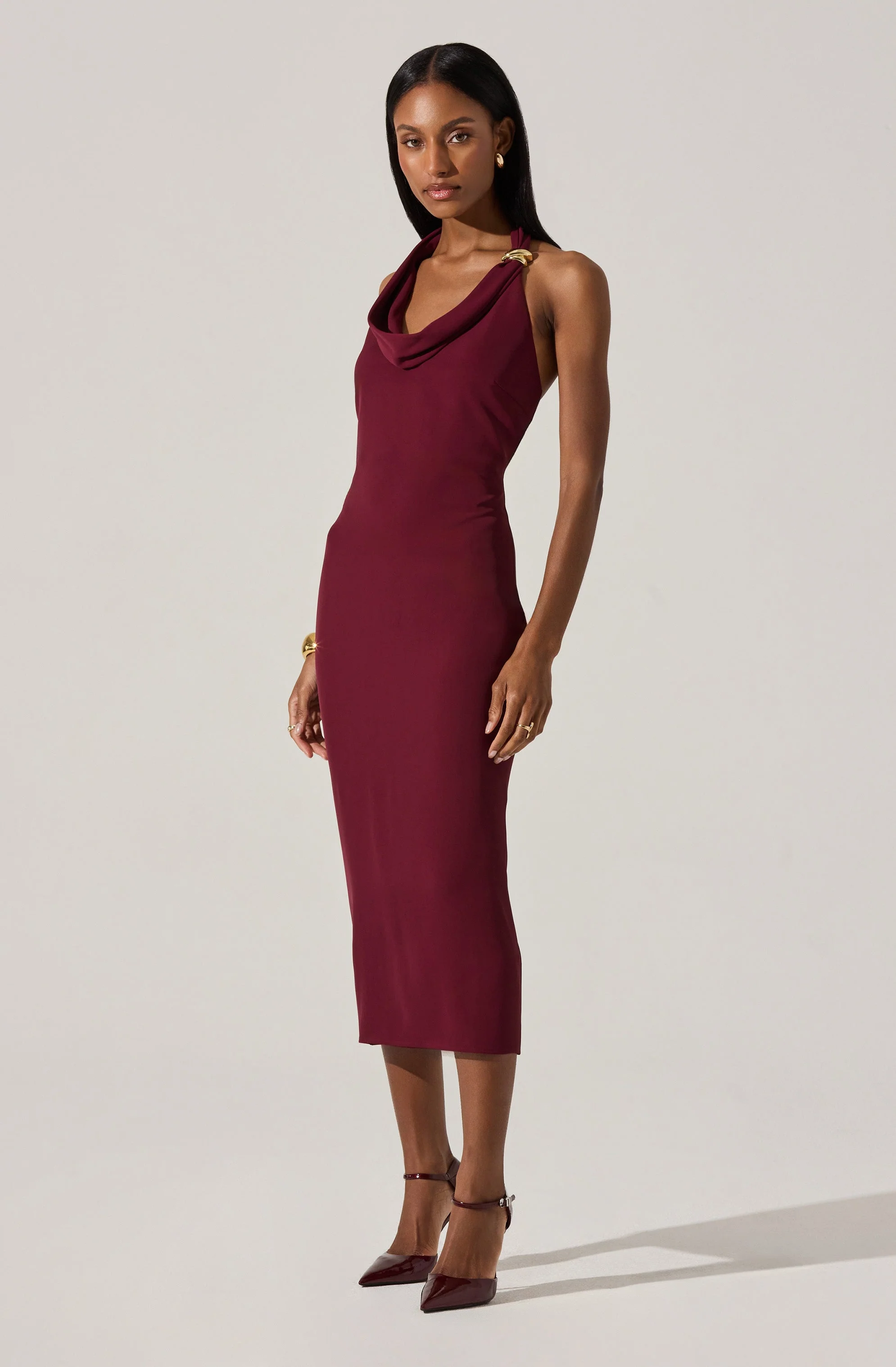 Alanna Halter Cowl Neck Midi Dress - Image 15