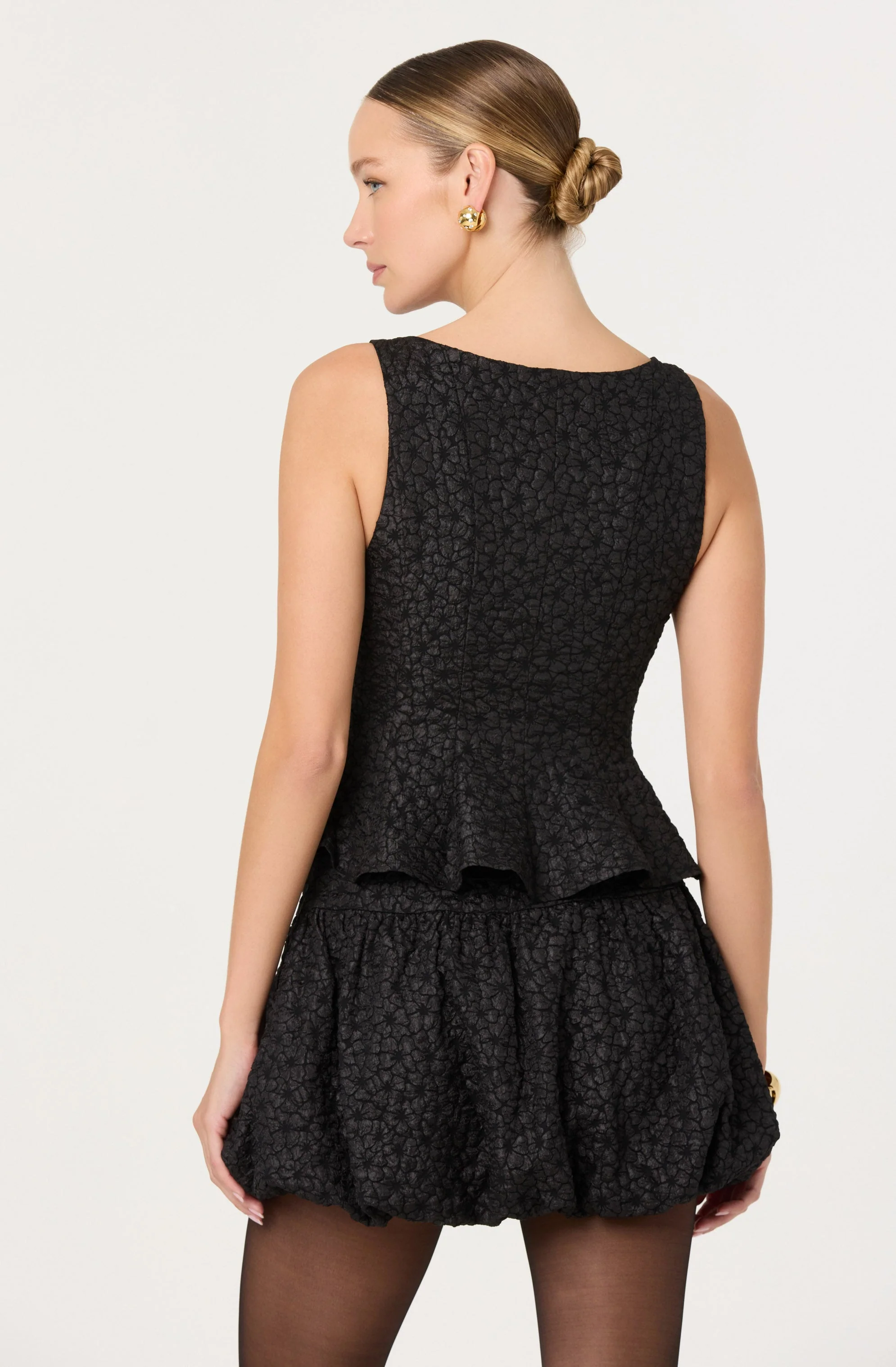 Alea Floral Textured Peplum Top - Image 6
