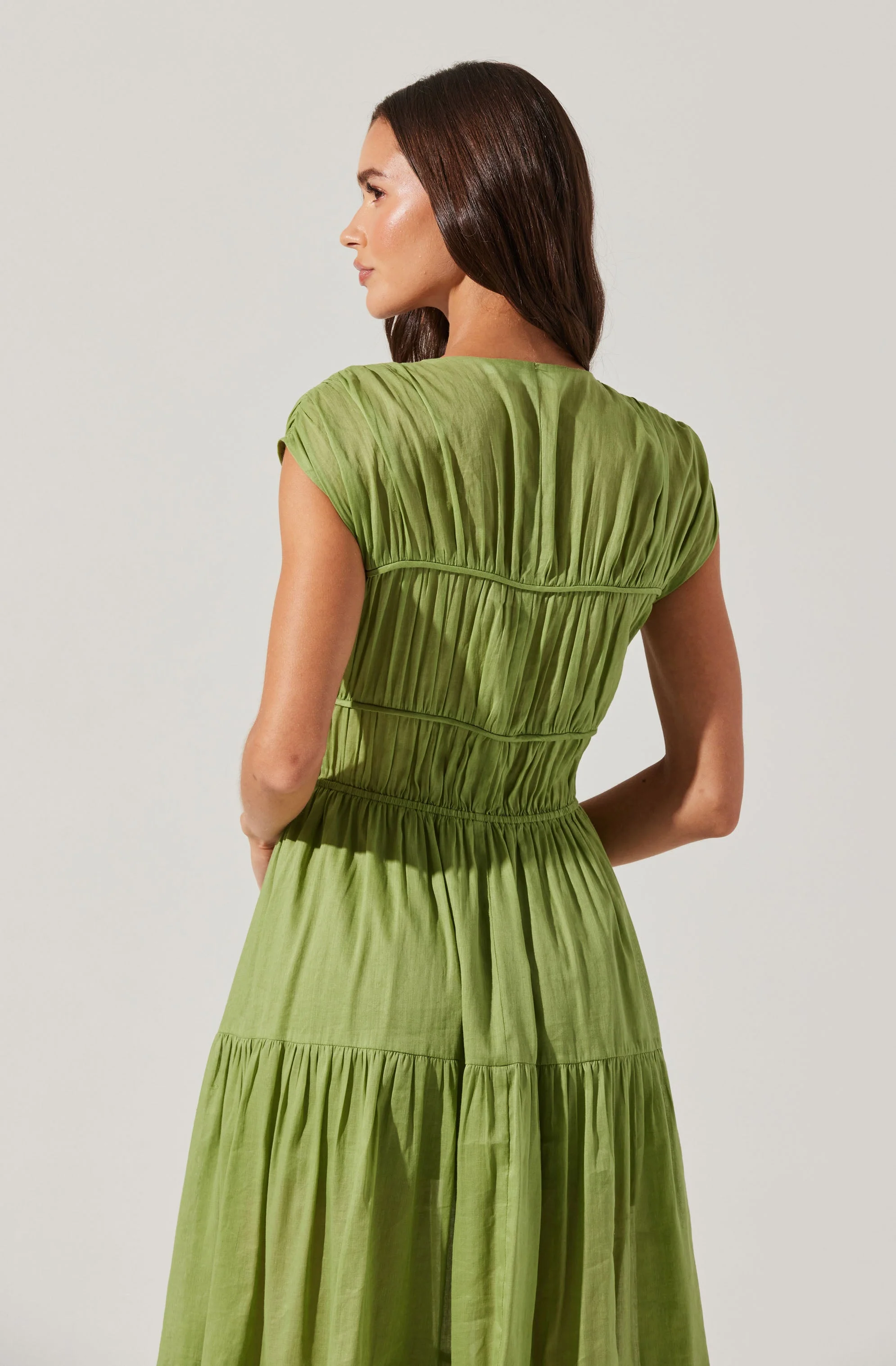 Alexandria Shirred Tiered Midi Dress - Image 3