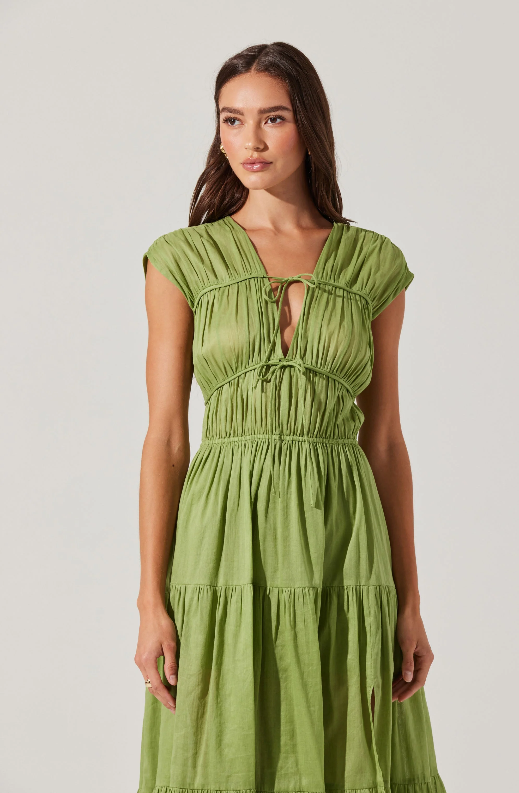 Alexandria Shirred Tiered Midi Dress - Image 5