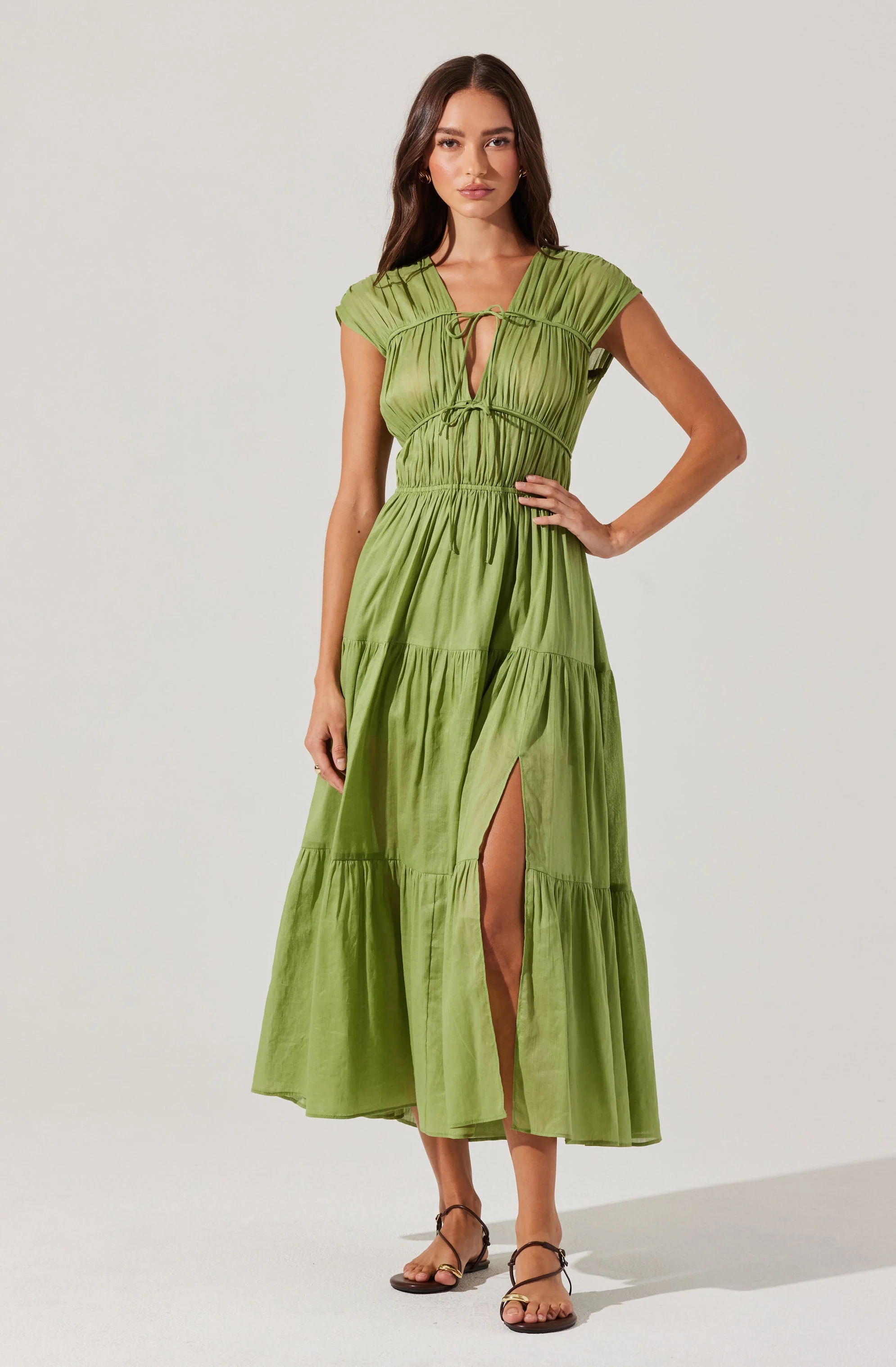 Alexandria Shirred Tiered Midi Dress - Image 6