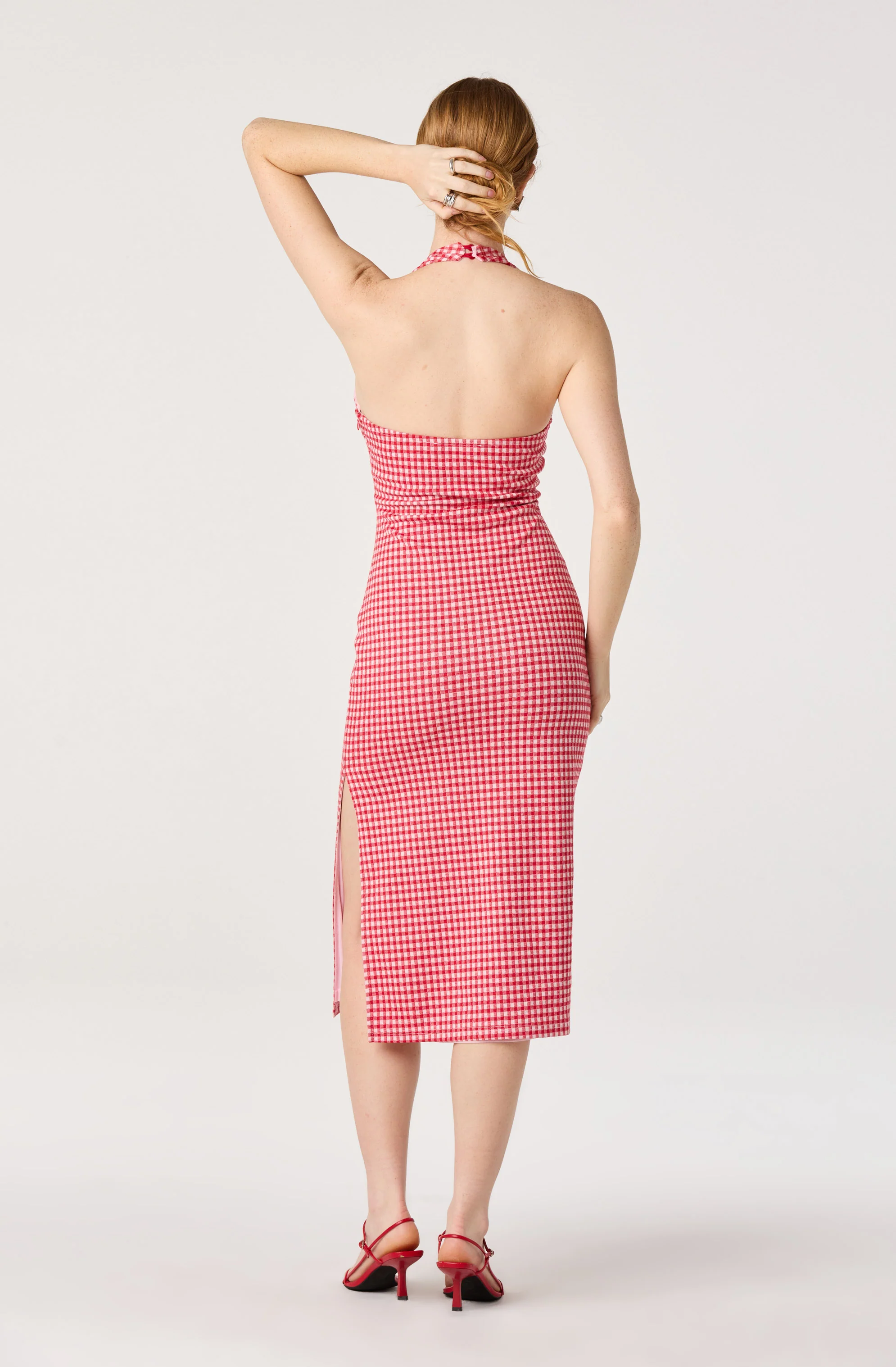 Alice Halter Gingham Fitted Midi Dress - Image 6