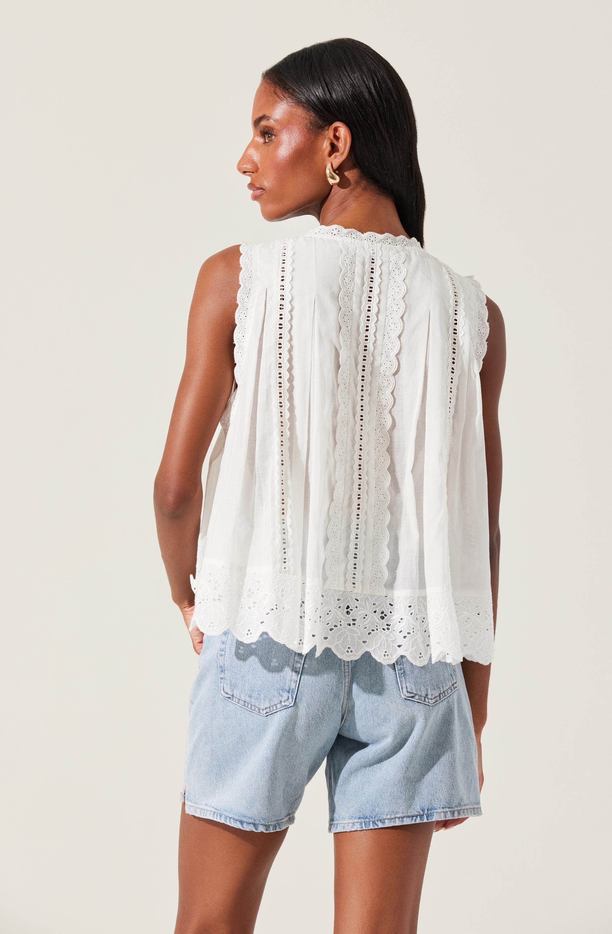 Alisa High Low Eyelet Top - Image 2