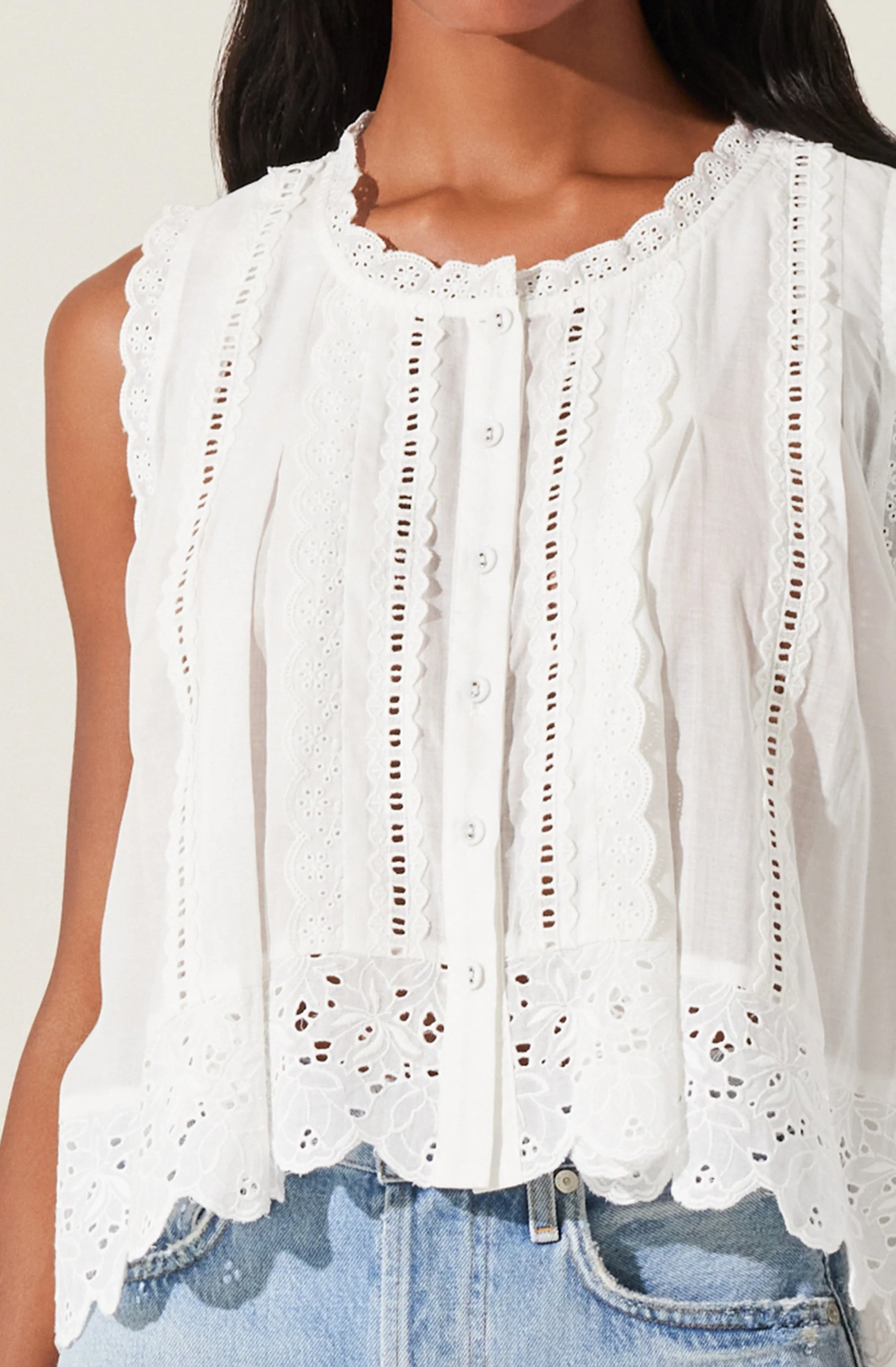 Alisa High Low Eyelet Top - Image 3