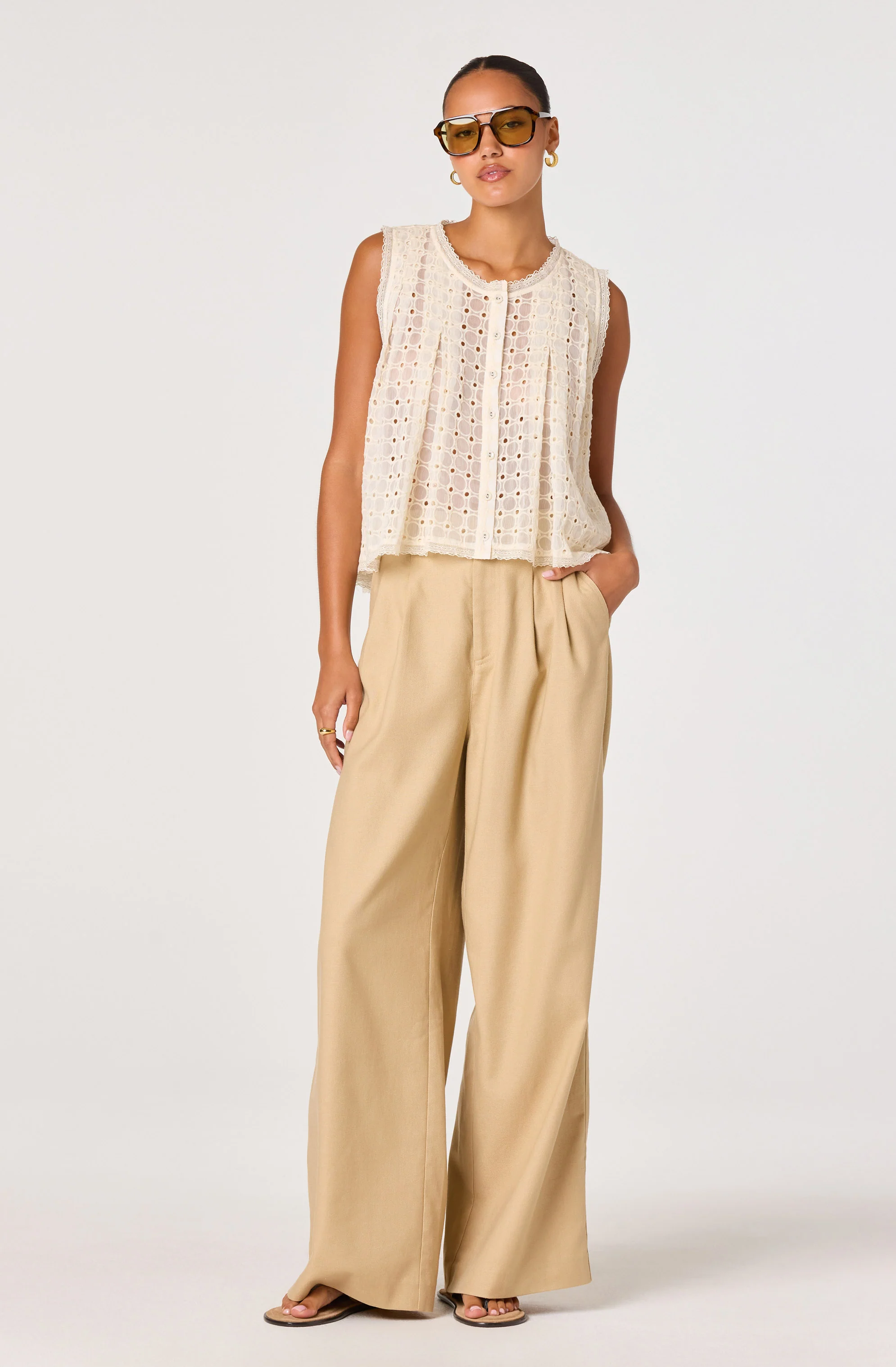 Alisa Embroidered Eyelet High-Low Top - Image 6