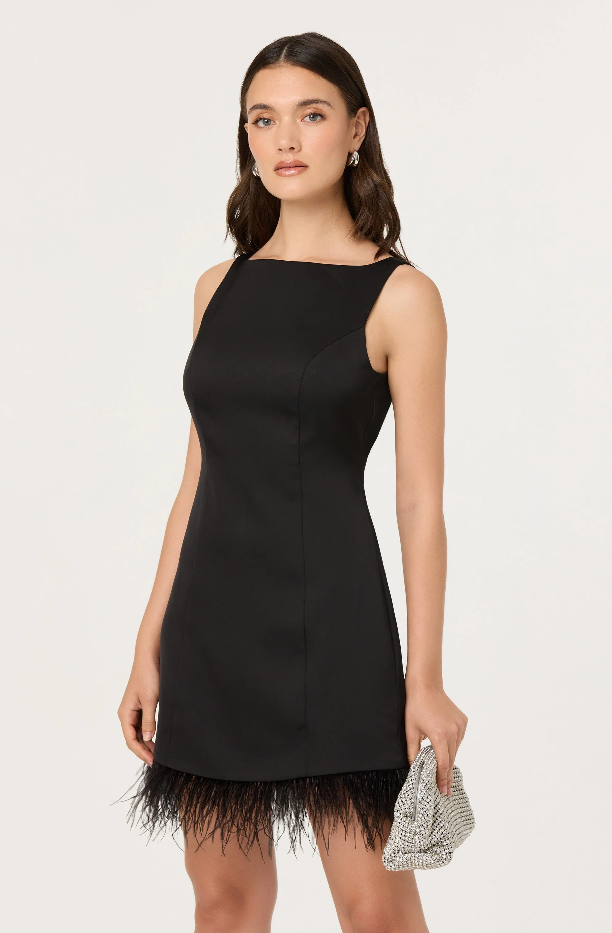 Alisanne Feather Trim Mini Dress - Image 2