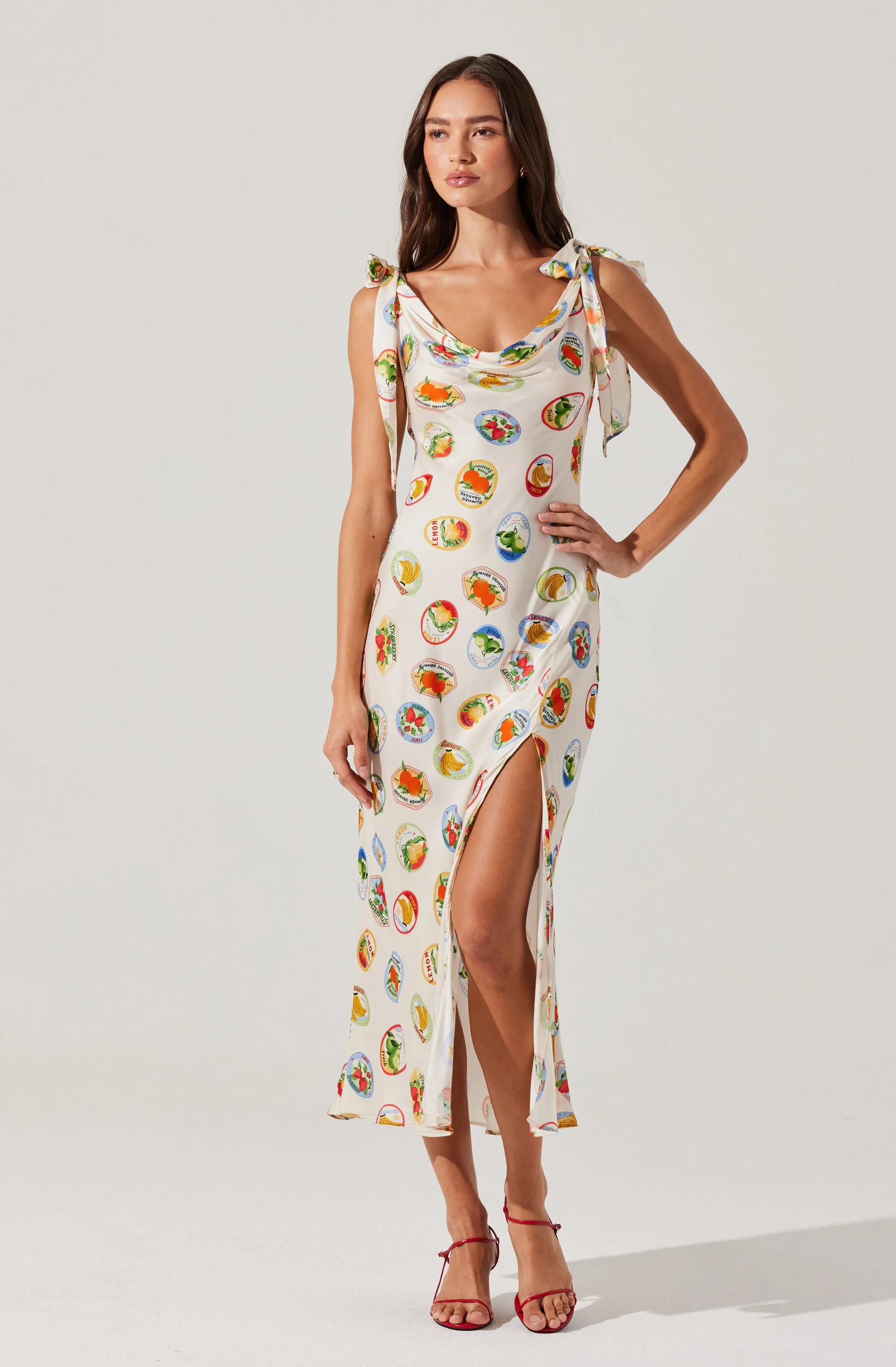 Allexina Satin Cowl Neck Midi Dress - Image 10