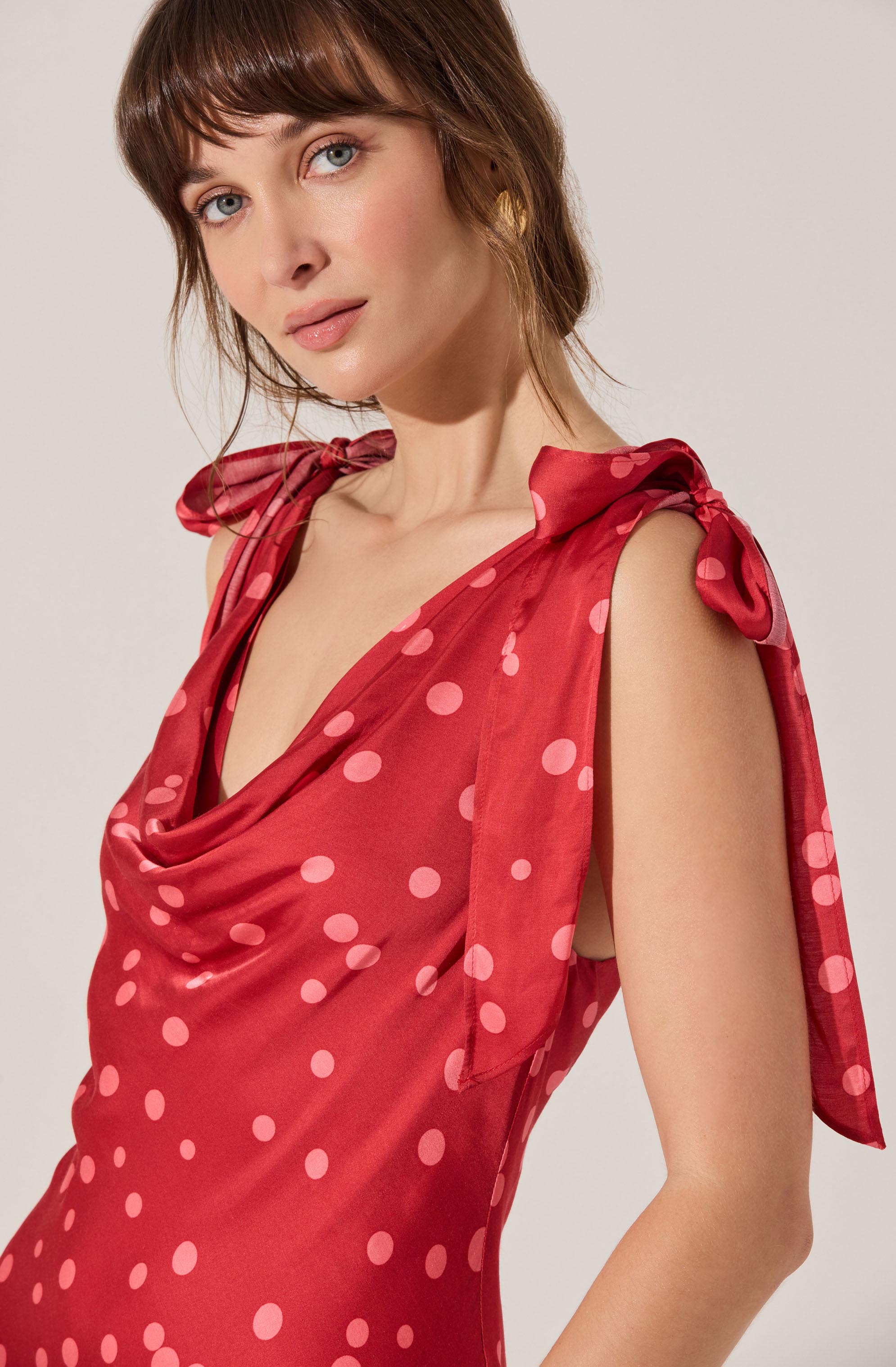 Allexina Satin Cowl Neck Midi Dress - Image 4