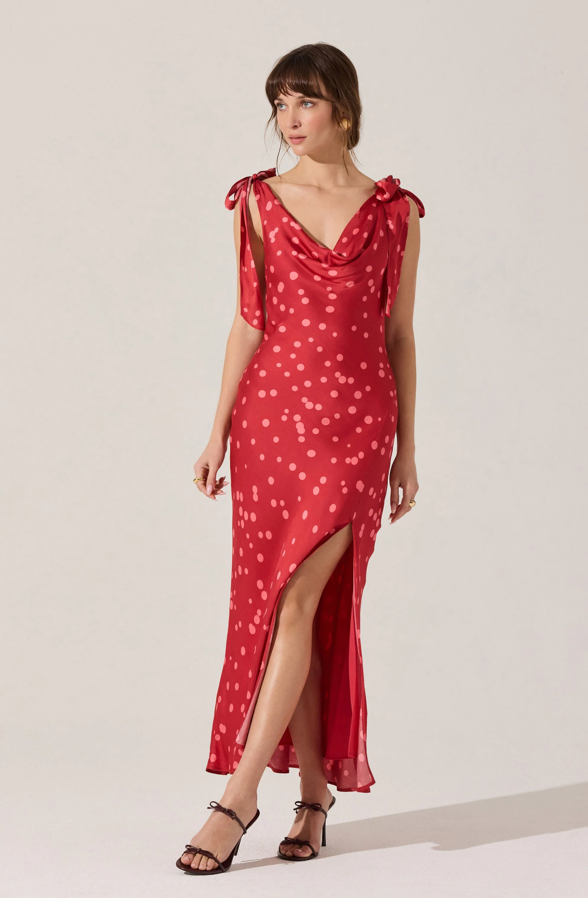 Allexina Satin Cowl Neck Midi Dress - Image 5