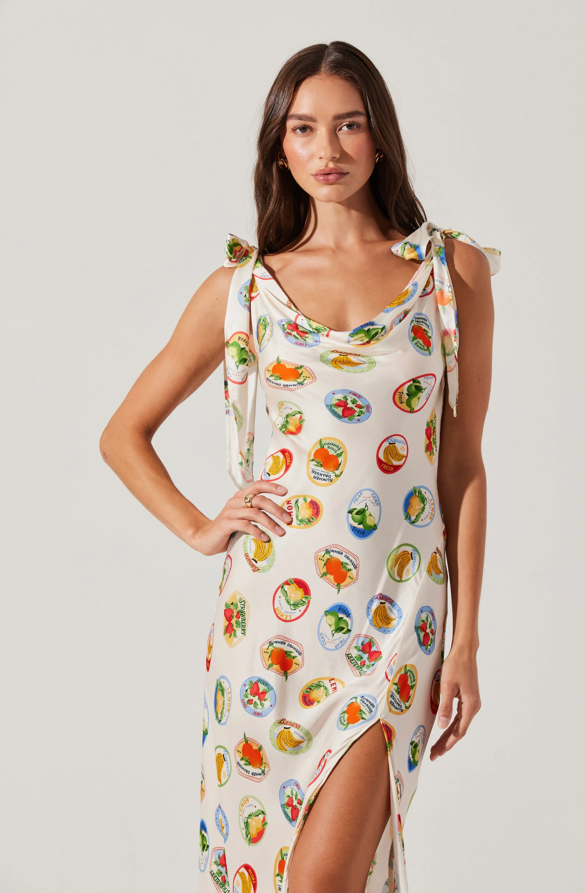 Allexina Satin Cowl Neck Midi Dress - Image 8