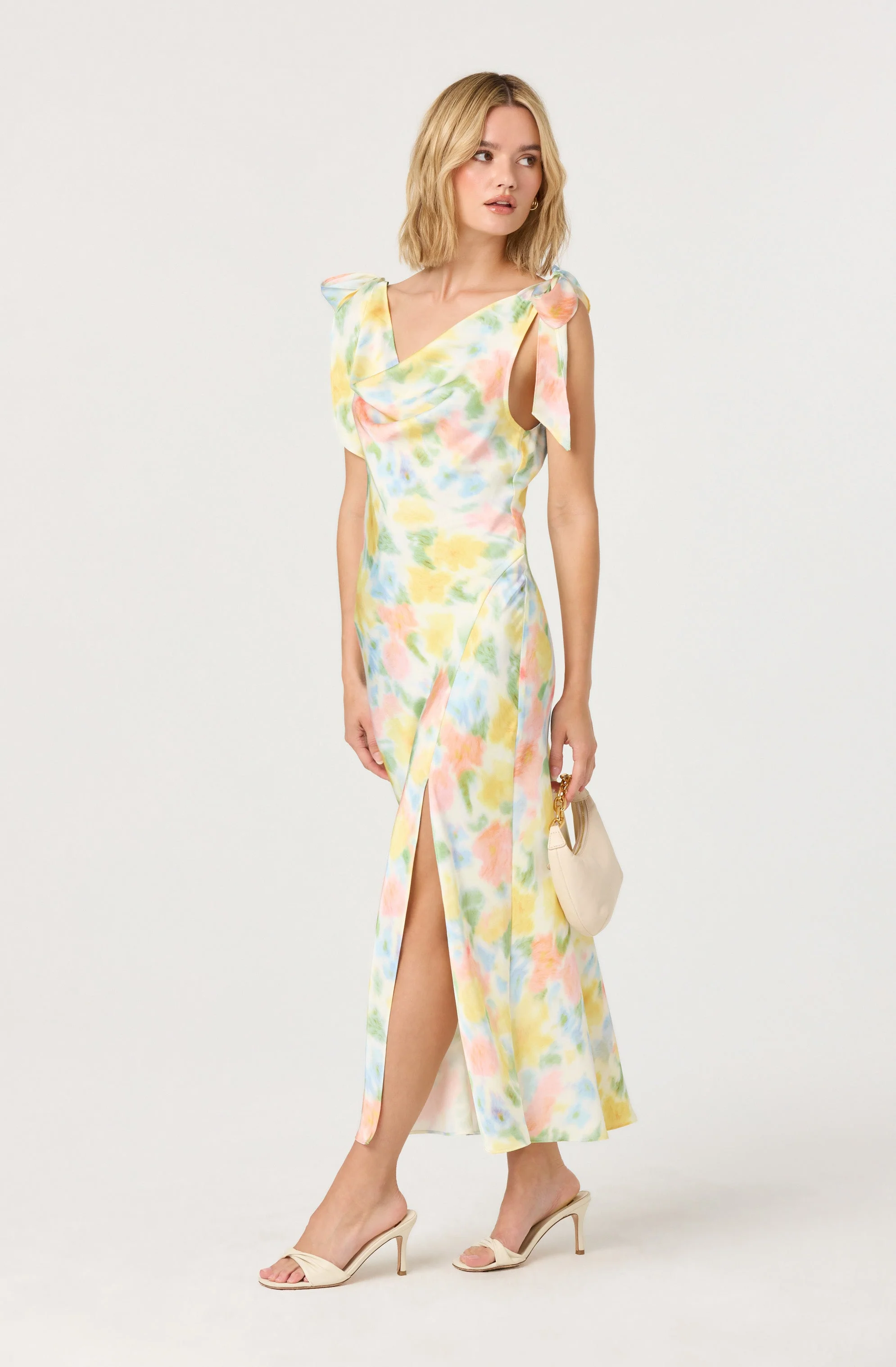 Allexina Satin Cowl Neck Midi Dress - Image 3