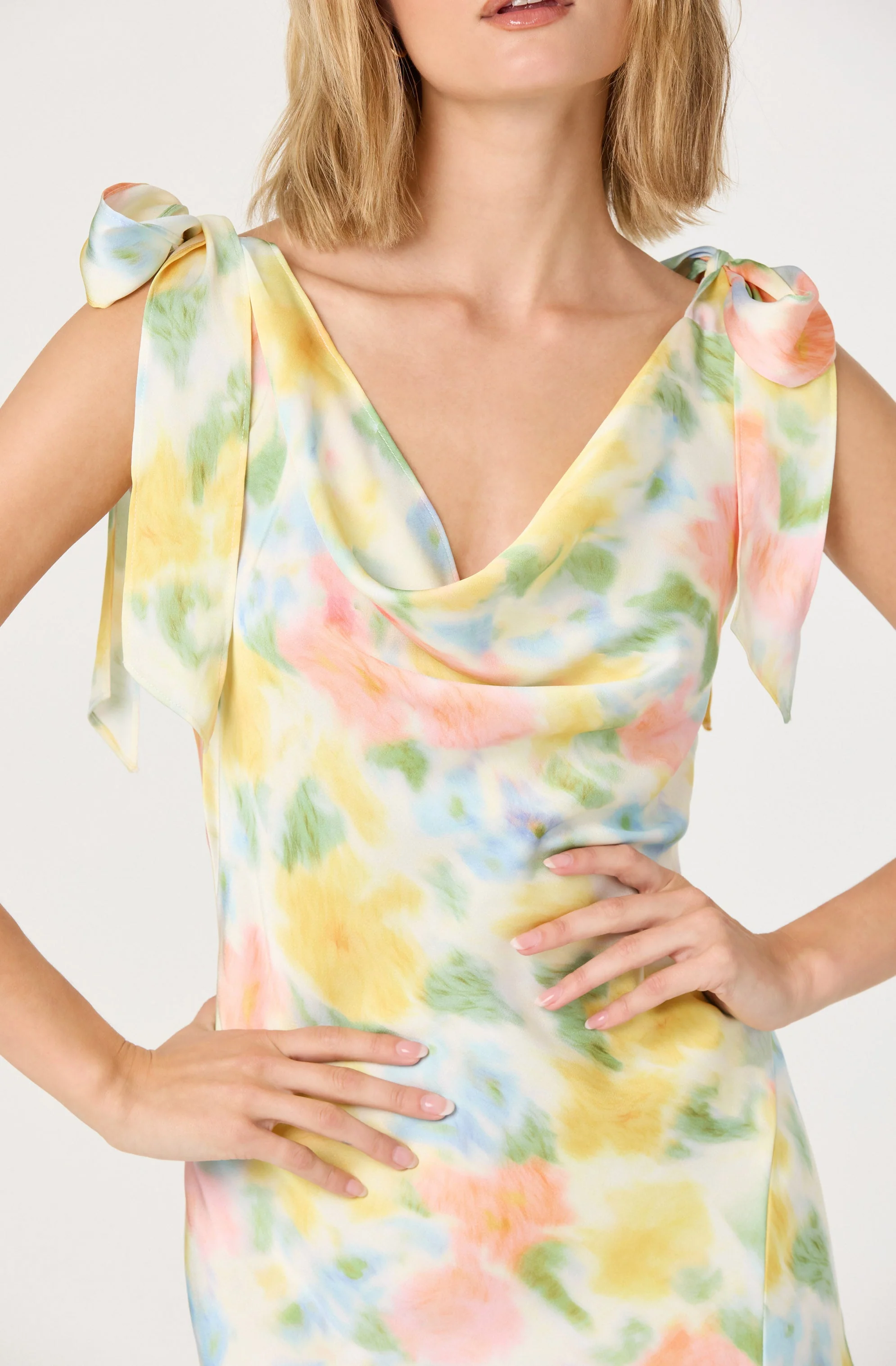 Allexina Satin Cowl Neck Midi Dress - Image 6