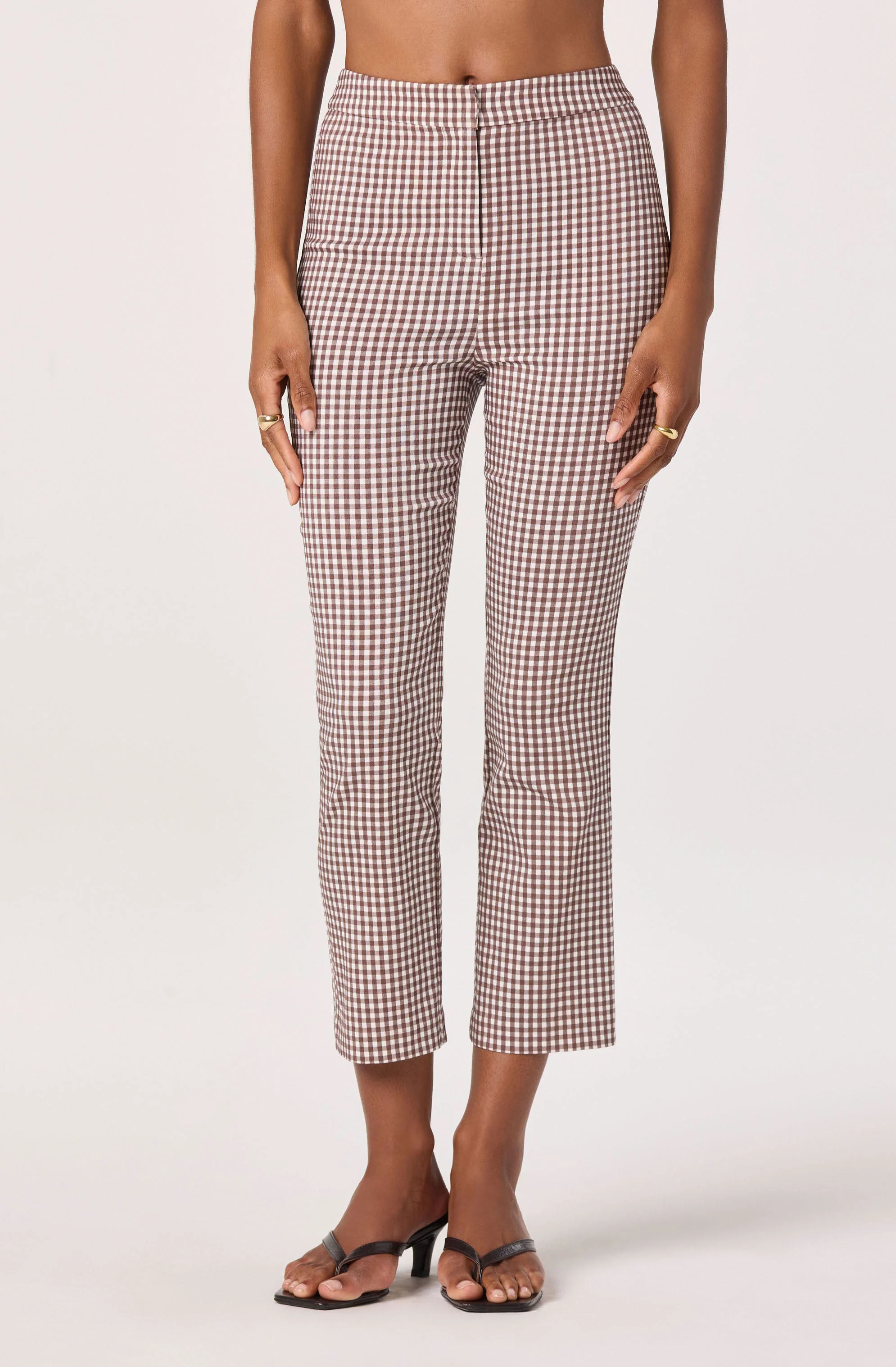 Alma Gingham Kick-Flare Cropped Pants - Image 12