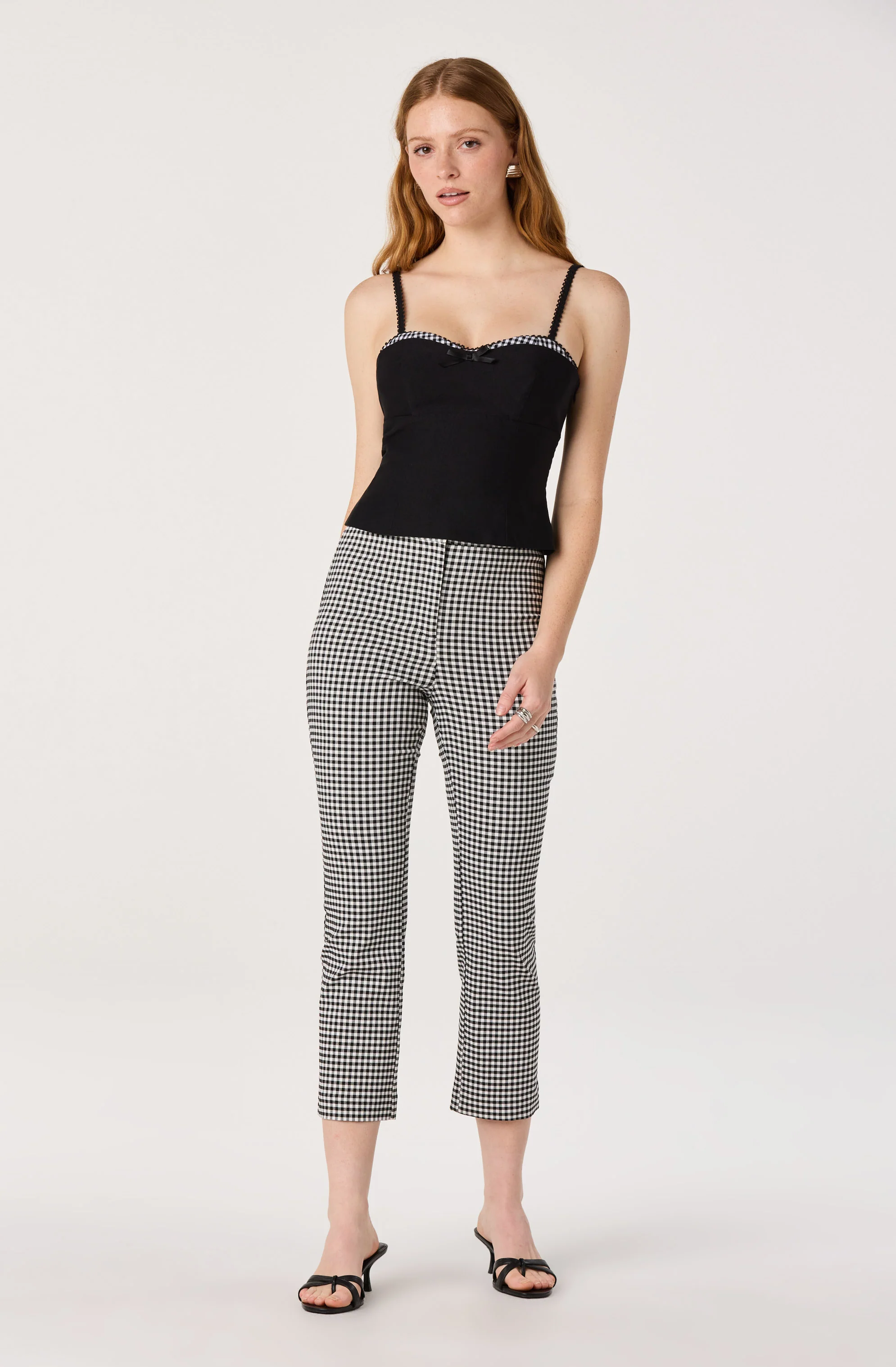 Alma Gingham Kick-Flare Cropped Pants - Image 13