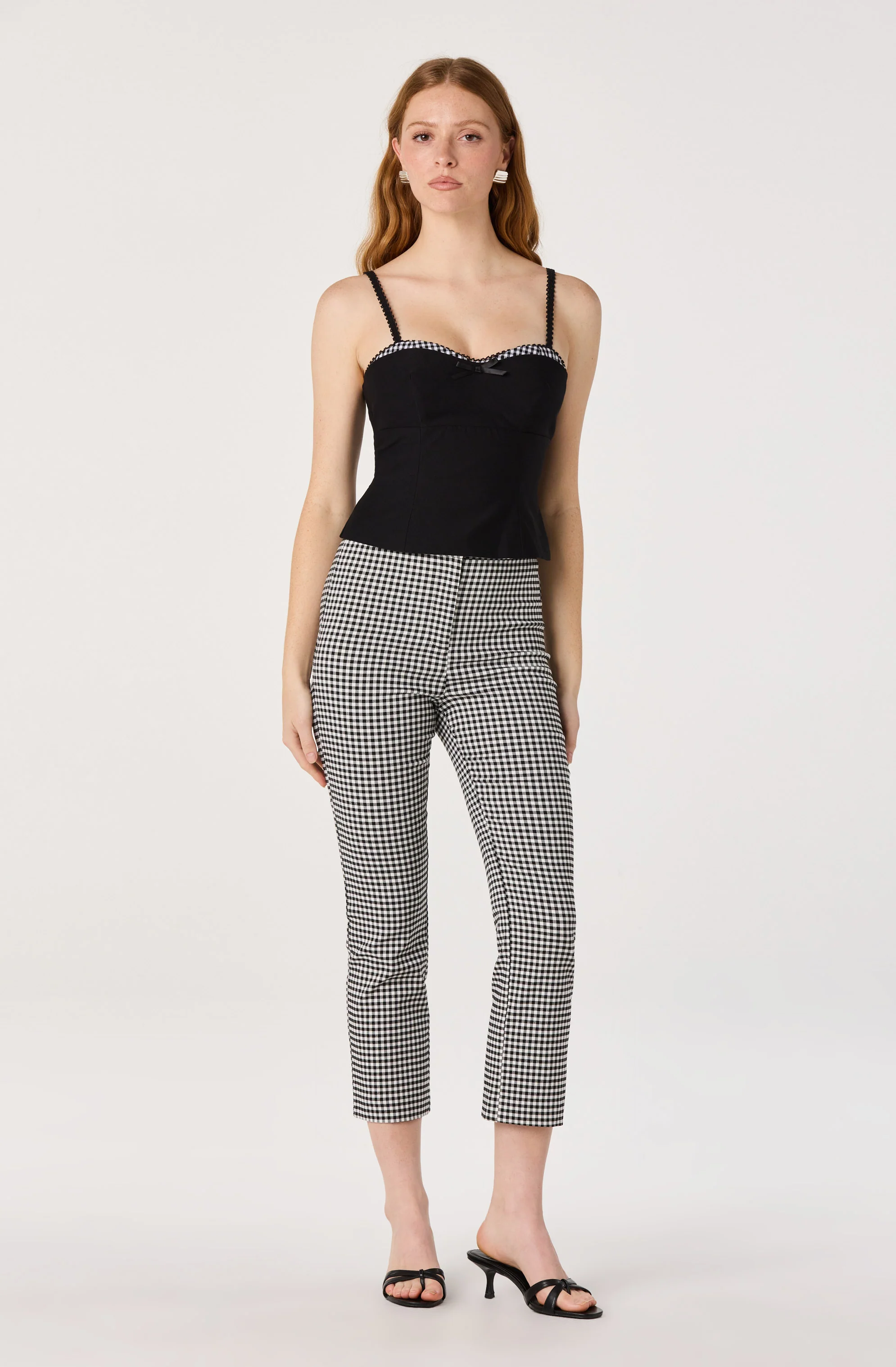 Alma Gingham Kick-Flare Cropped Pants - Image 14
