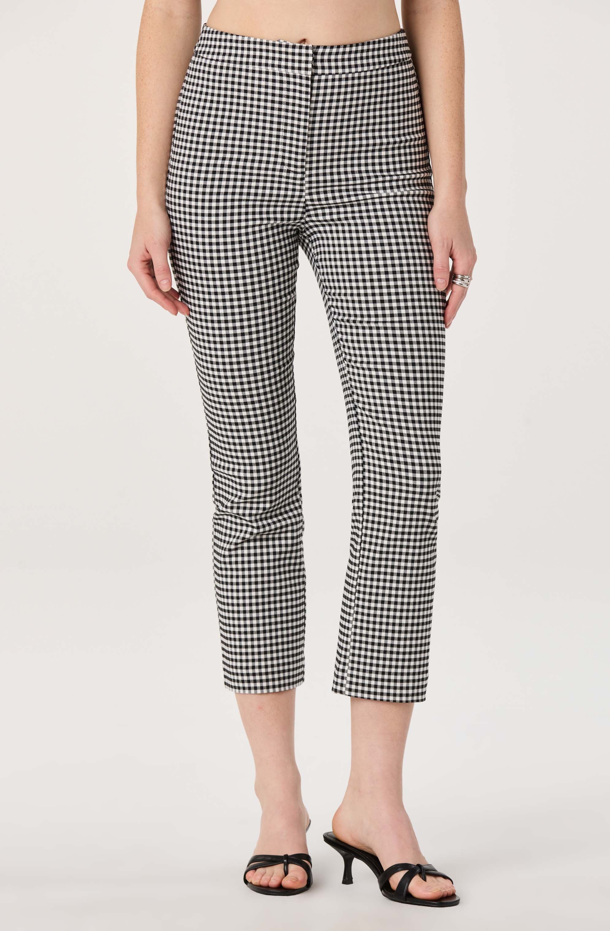 Alma Gingham Kick-Flare Cropped Pants - Image 15