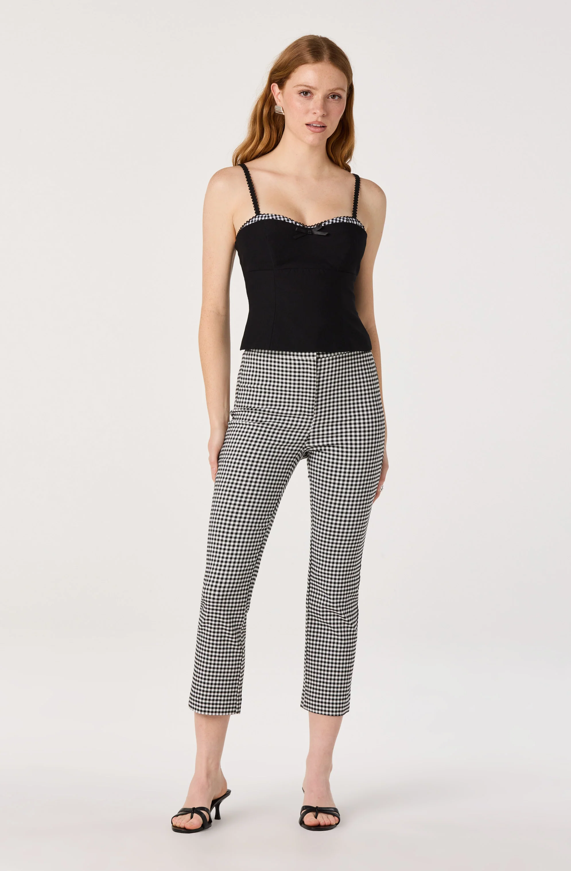 Alma Gingham Kick-Flare Cropped Pants - Image 17