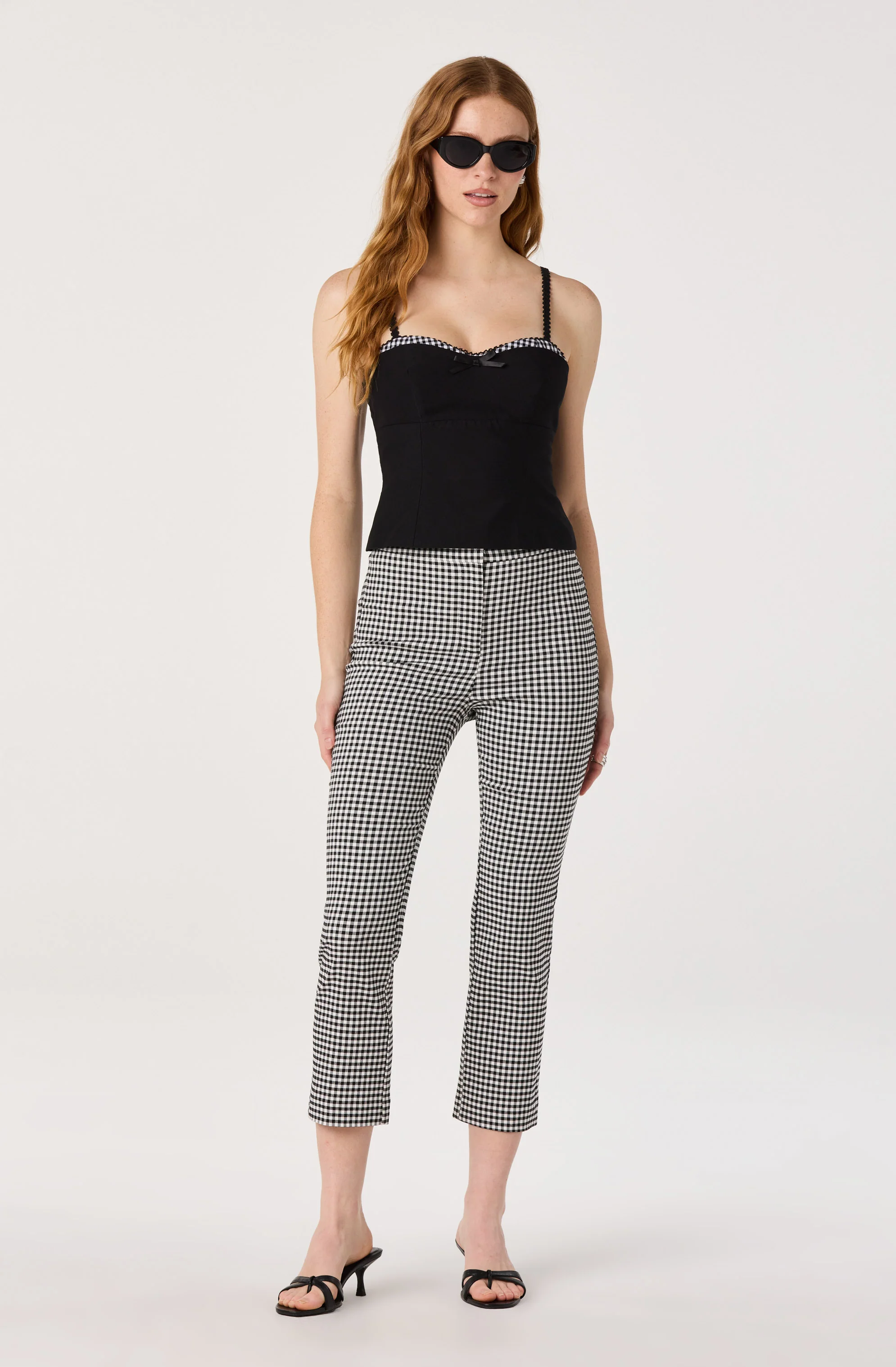 Alma Gingham Kick-Flare Cropped Pants - Image 18