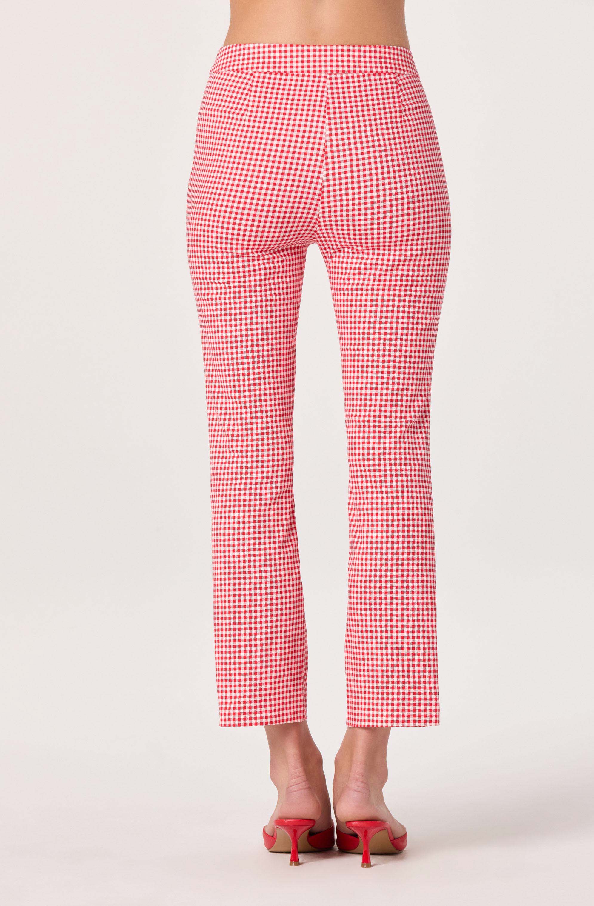 Alma Gingham Kick-Flare Cropped Pants - Image 3