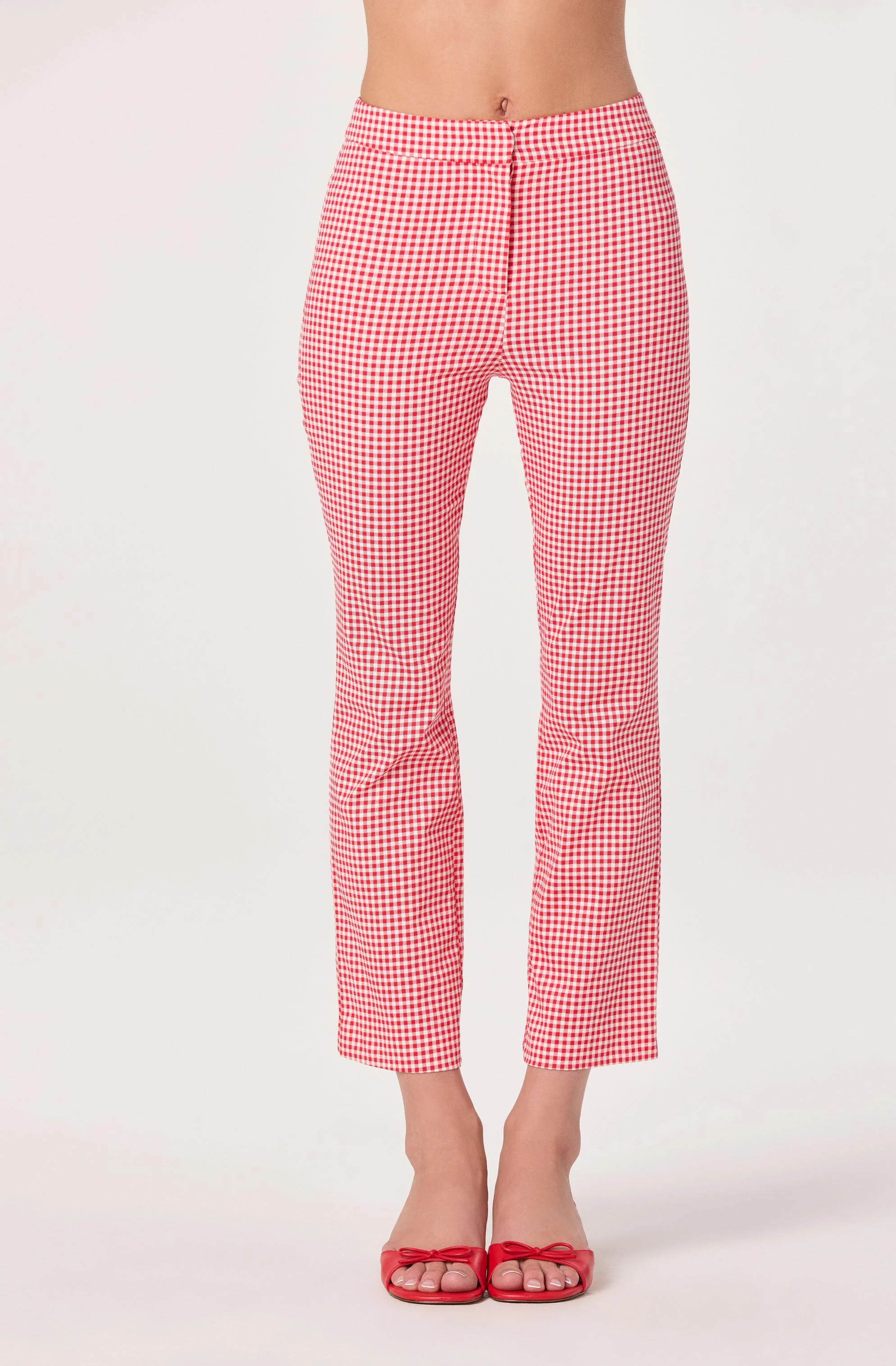Alma Gingham Kick-Flare Cropped Pants - Image 4
