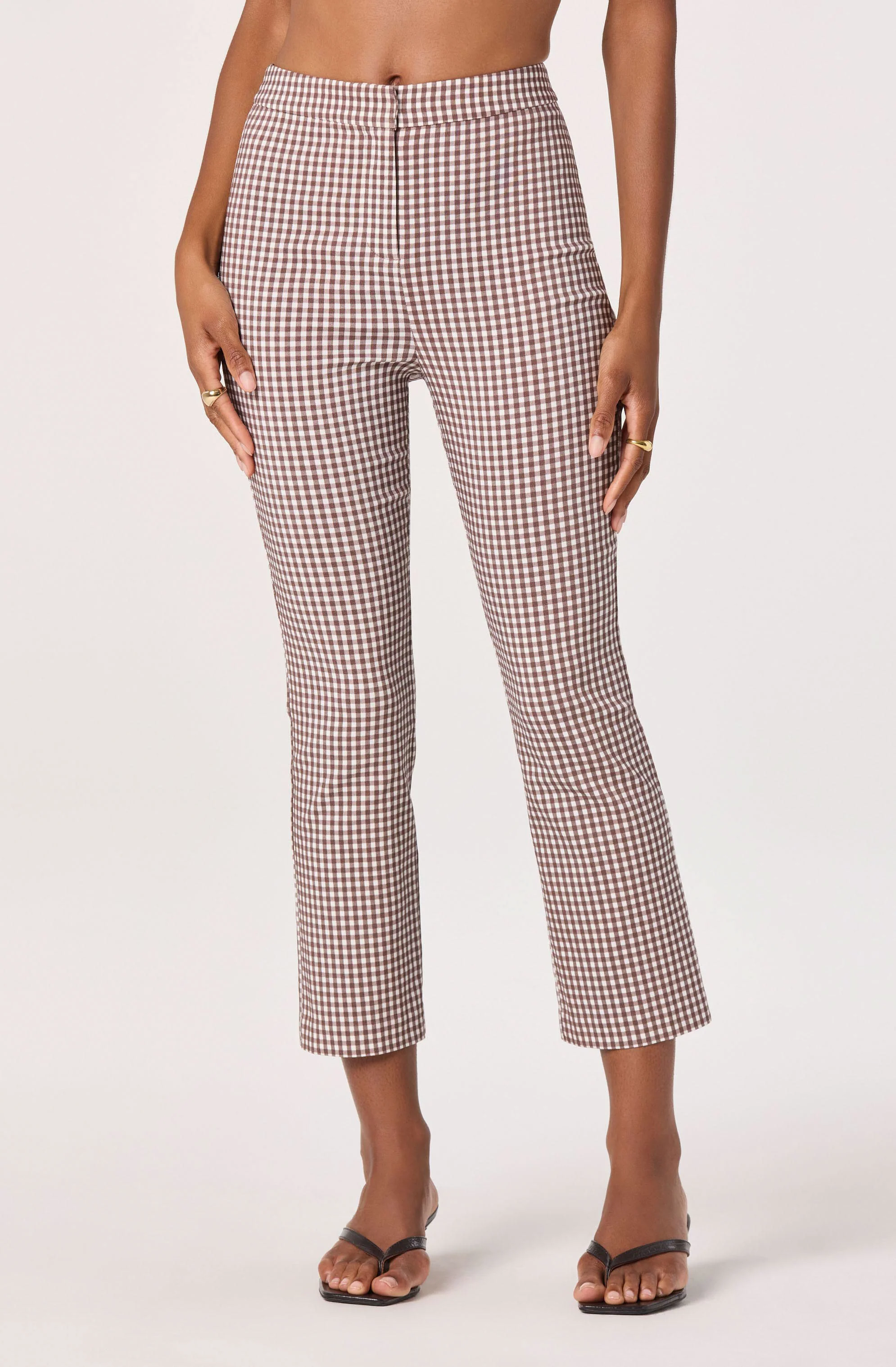 Alma Gingham Kick-Flare Cropped Pants - Image 9