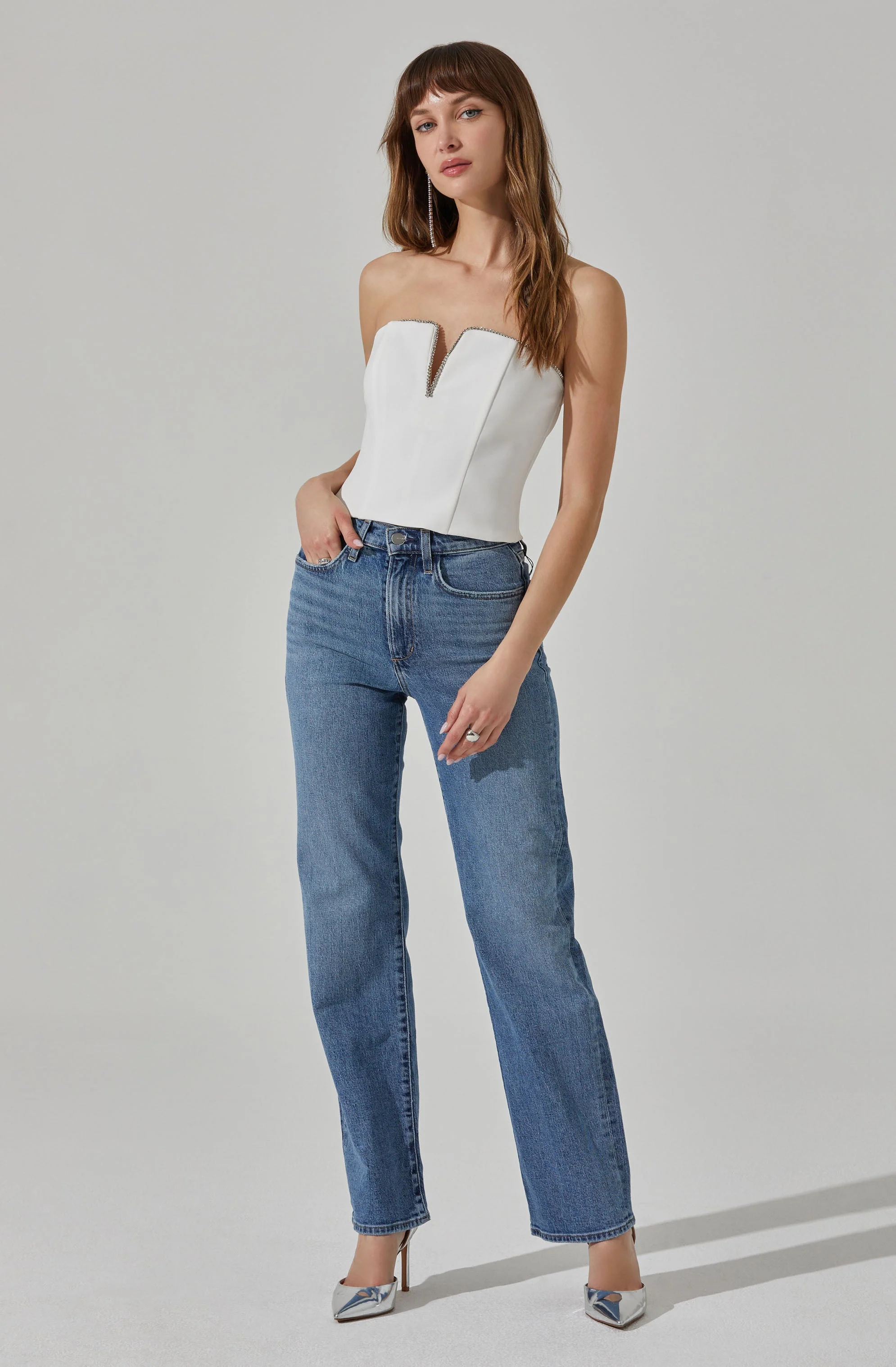 Amell Strapless Rhinestone Trim Top - Image 10