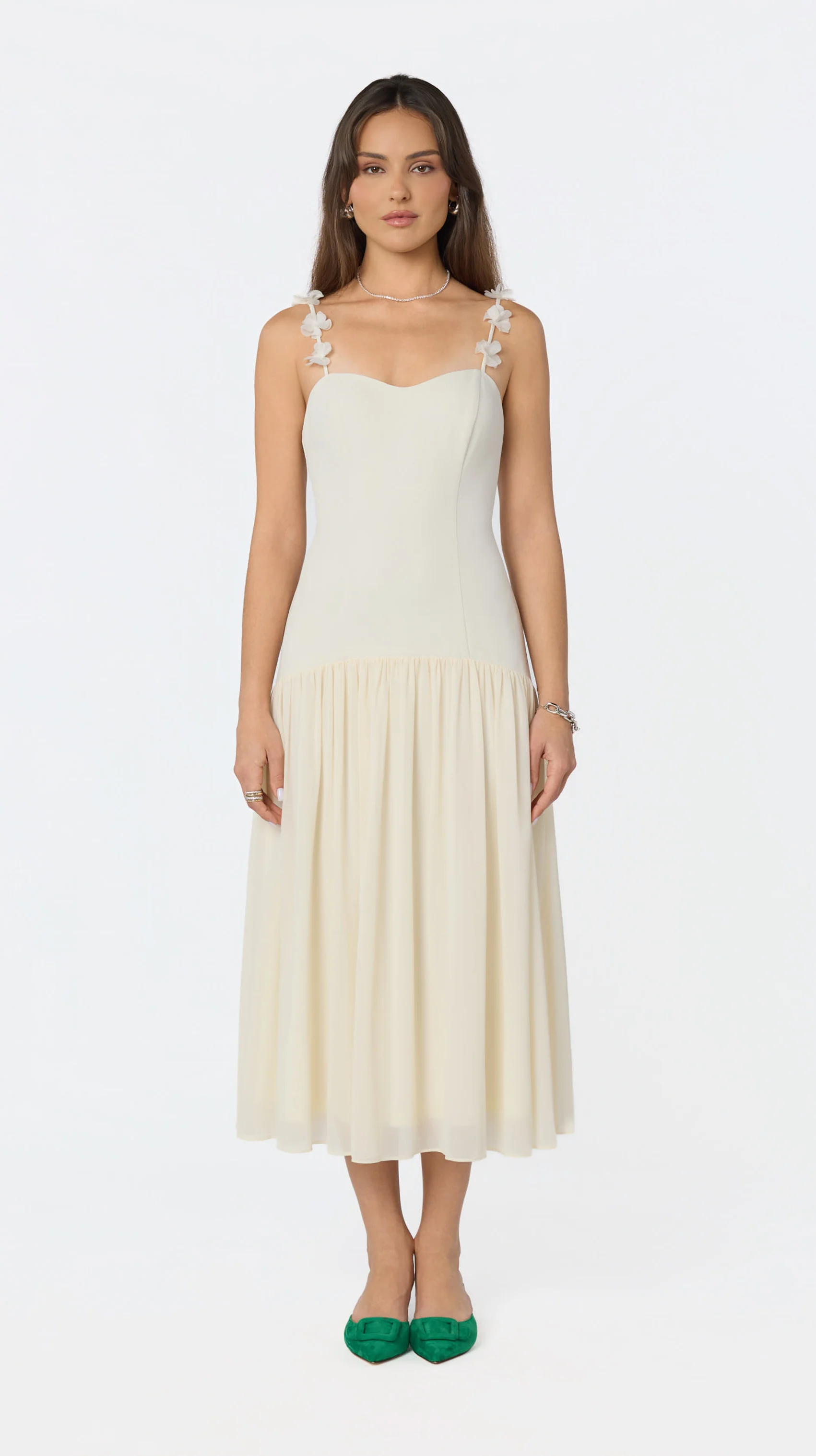 Amia Floral Applique Midi Dress - Image 2