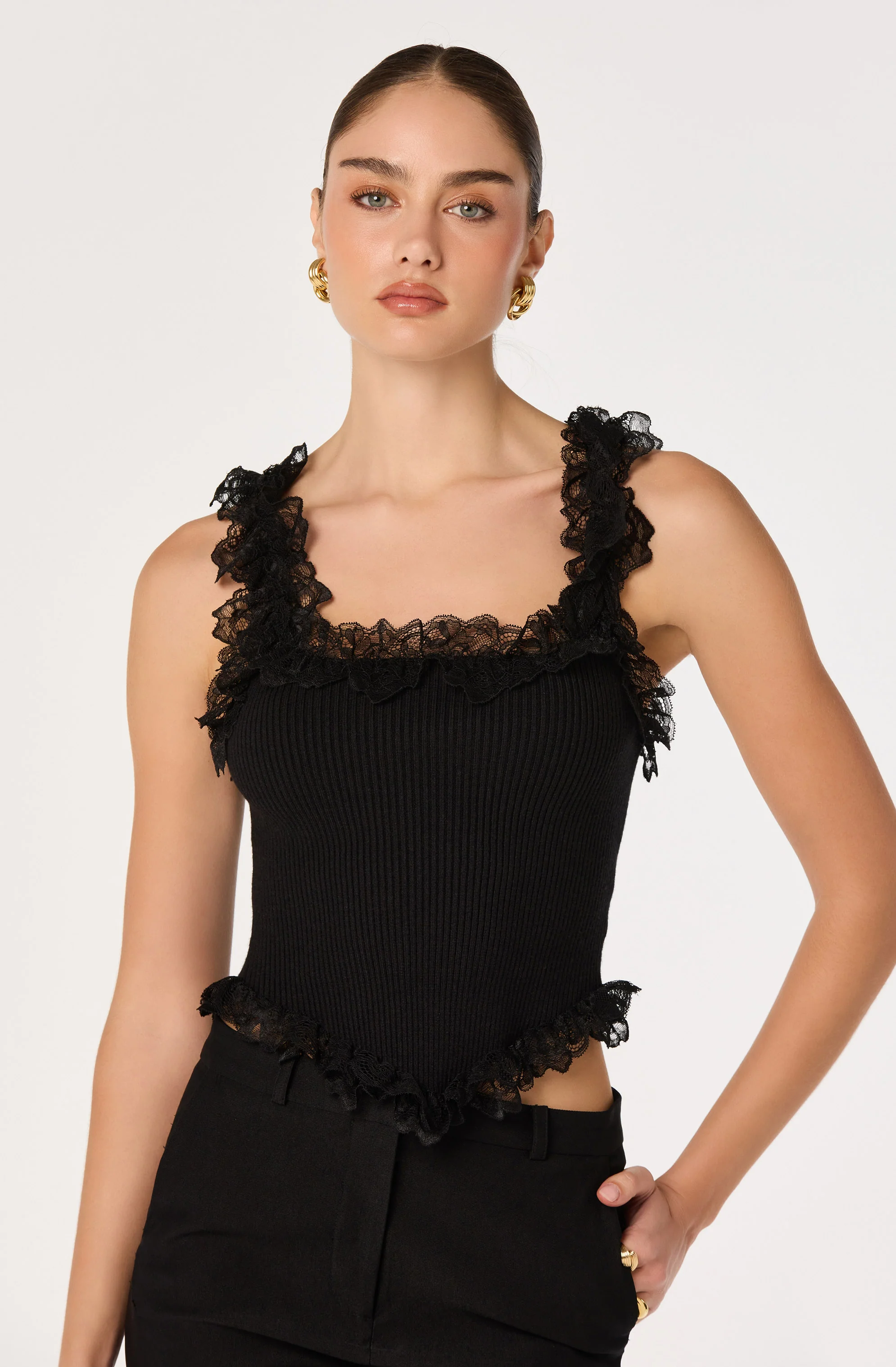 Amity Lace Trim Ribbed Crop Top - Image 11