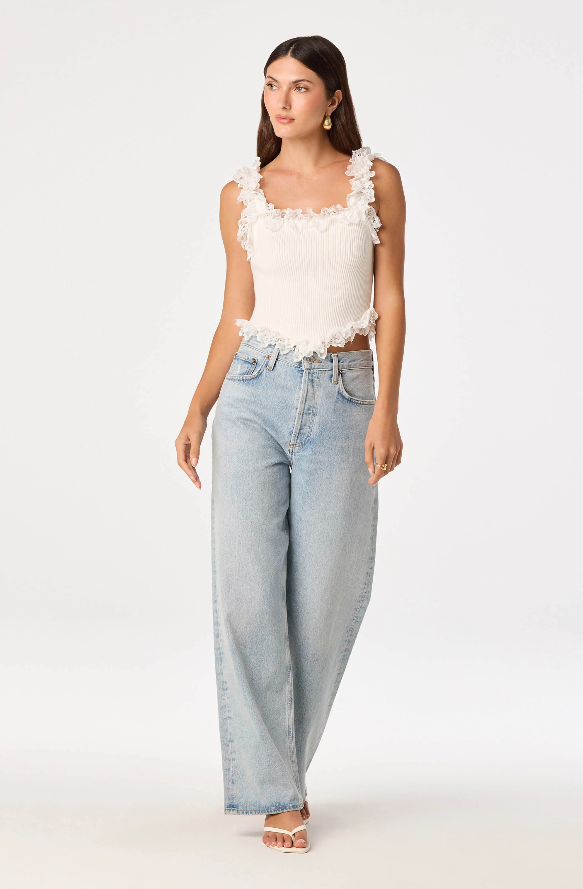 Amity Lace Trim Ribbed Crop Top - Image 2