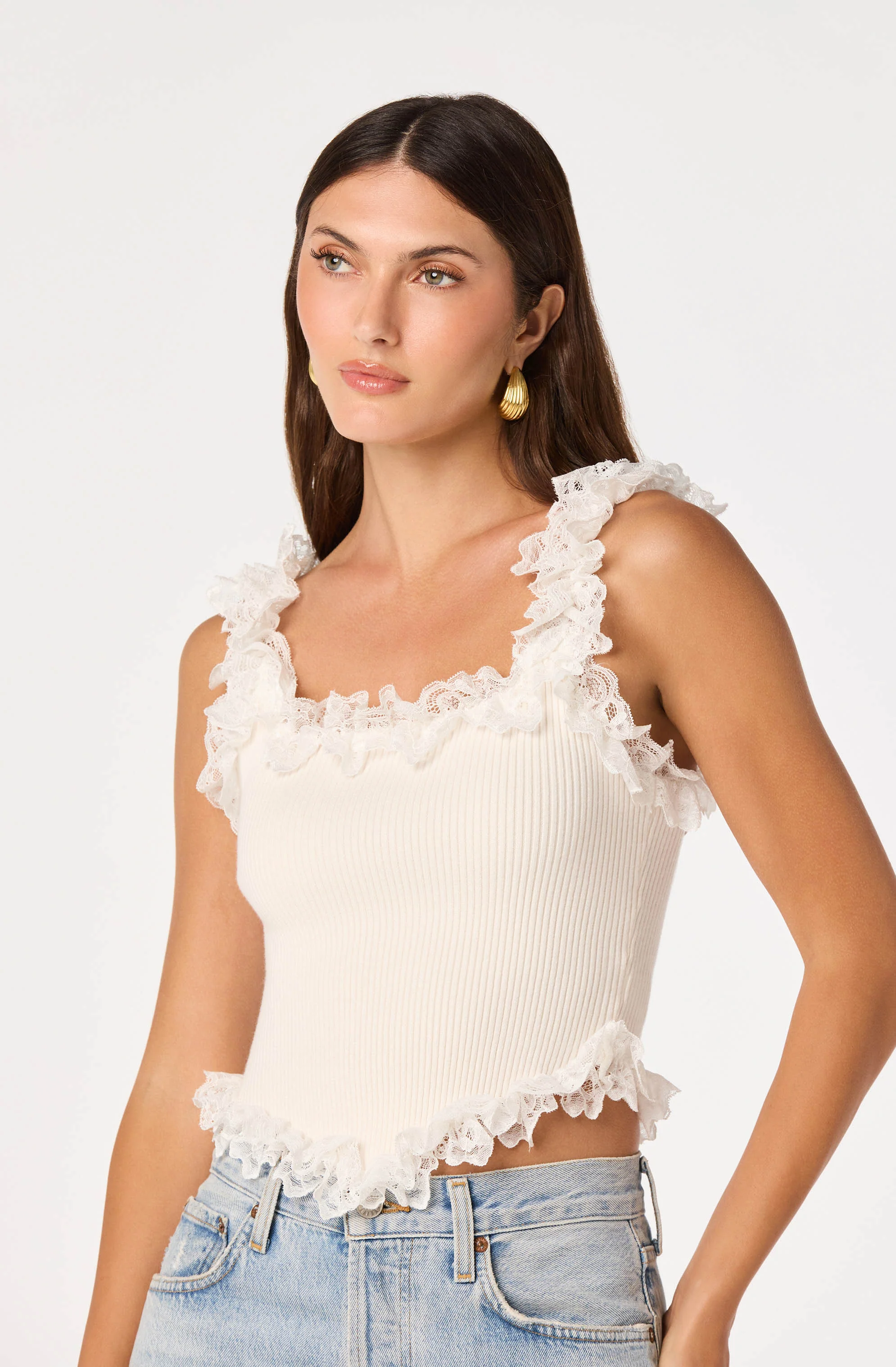 Amity Lace Trim Ribbed Crop Top - Image 5