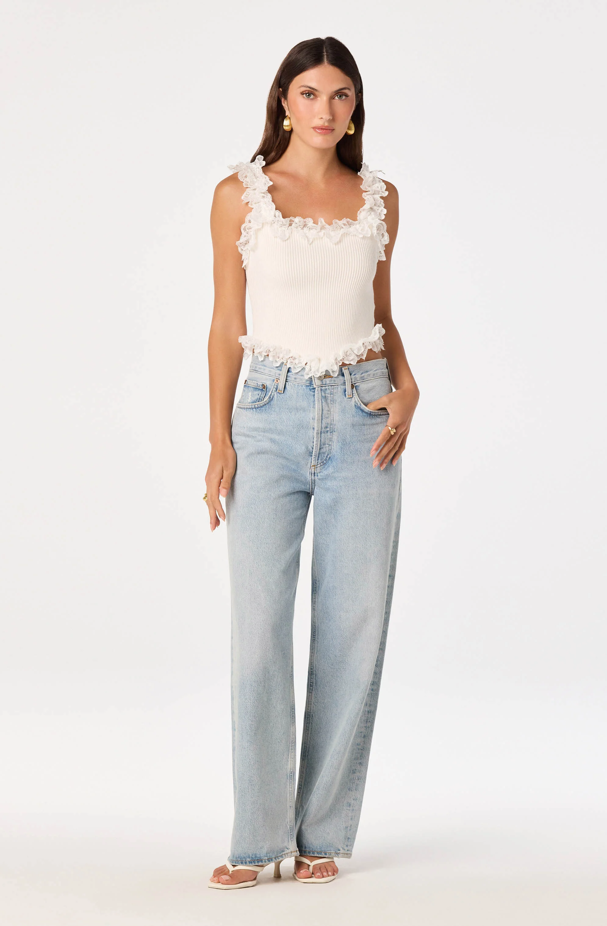 Amity Lace Trim Ribbed Crop Top - Image 6