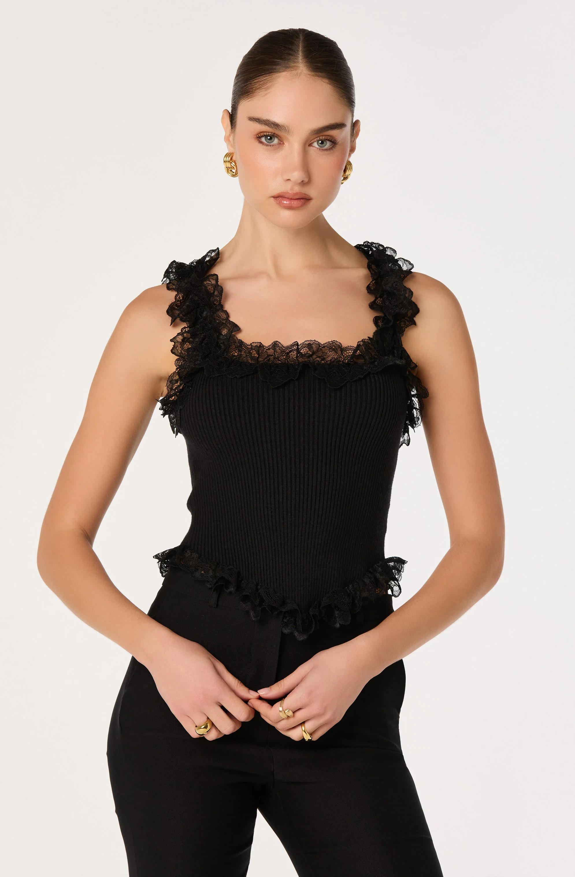Amity Lace Trim Ribbed Crop Top - Image 7